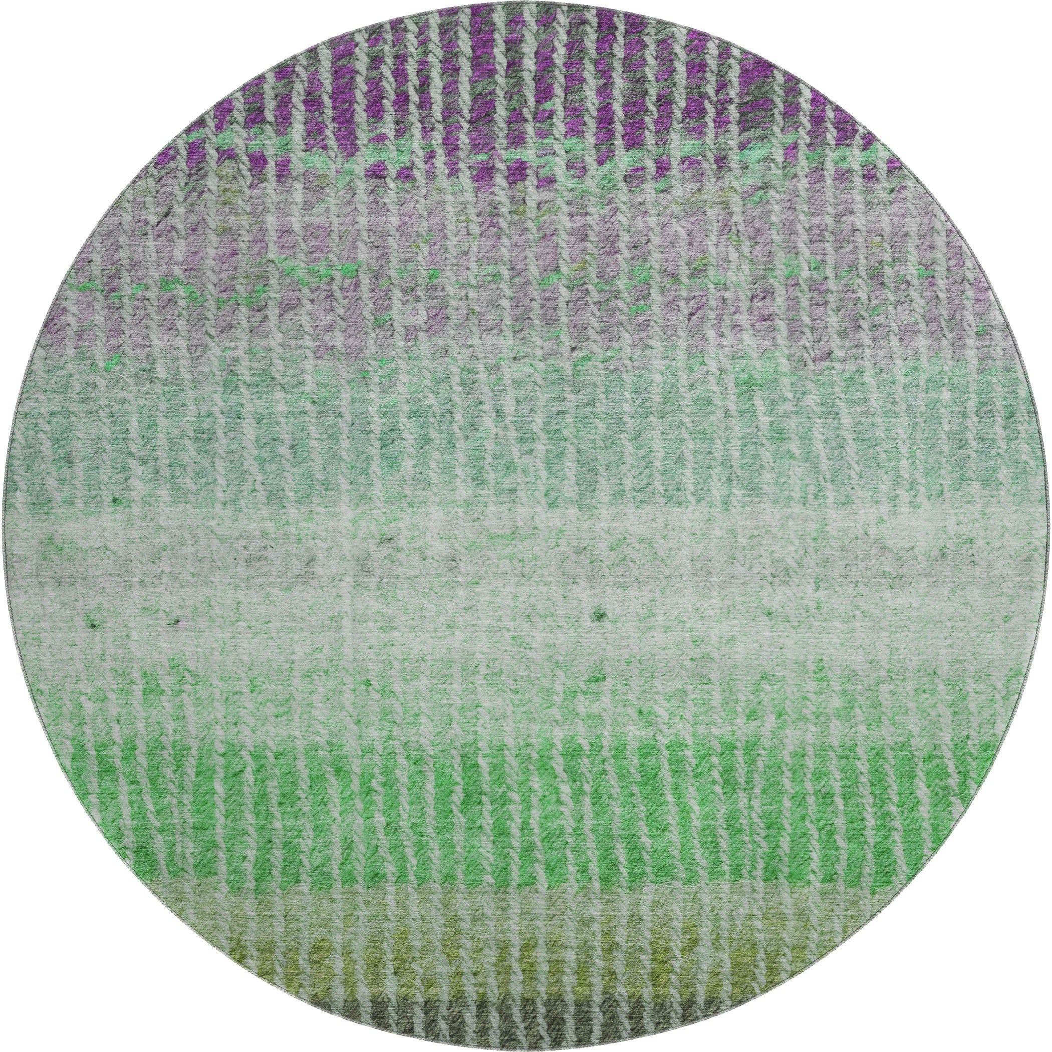 Luang Prabang Machine Washable Transitional Fern Green Rug 8' x 8' #shape_Round
