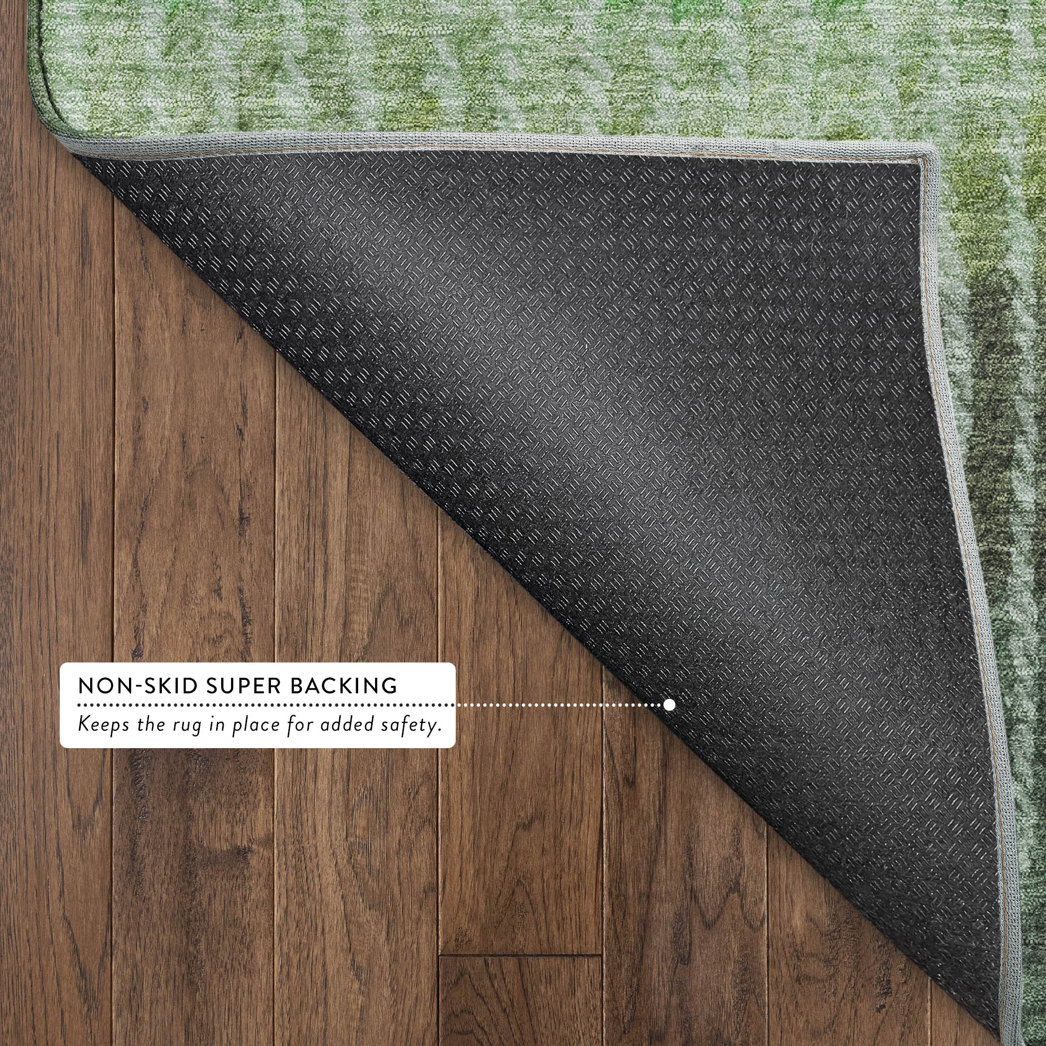 Luang Prabang Machine Washable Transitional Fern Green Rug 1'8" x 2'6" #shape_Rectangle
