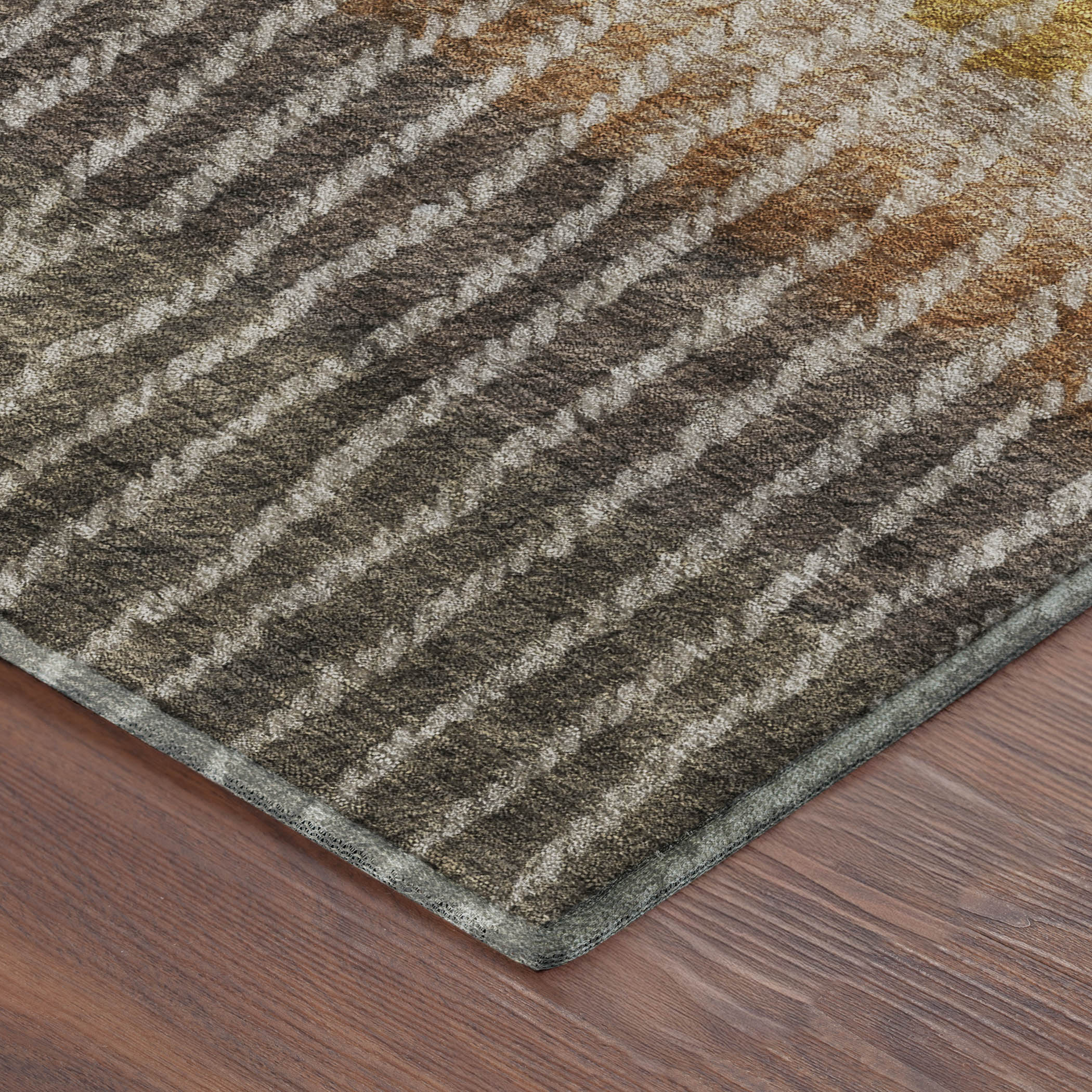Luang Prabang Machine Washable Transitional Fudge Brown Rug 1'8" x 2'6" #shape_Rectangle