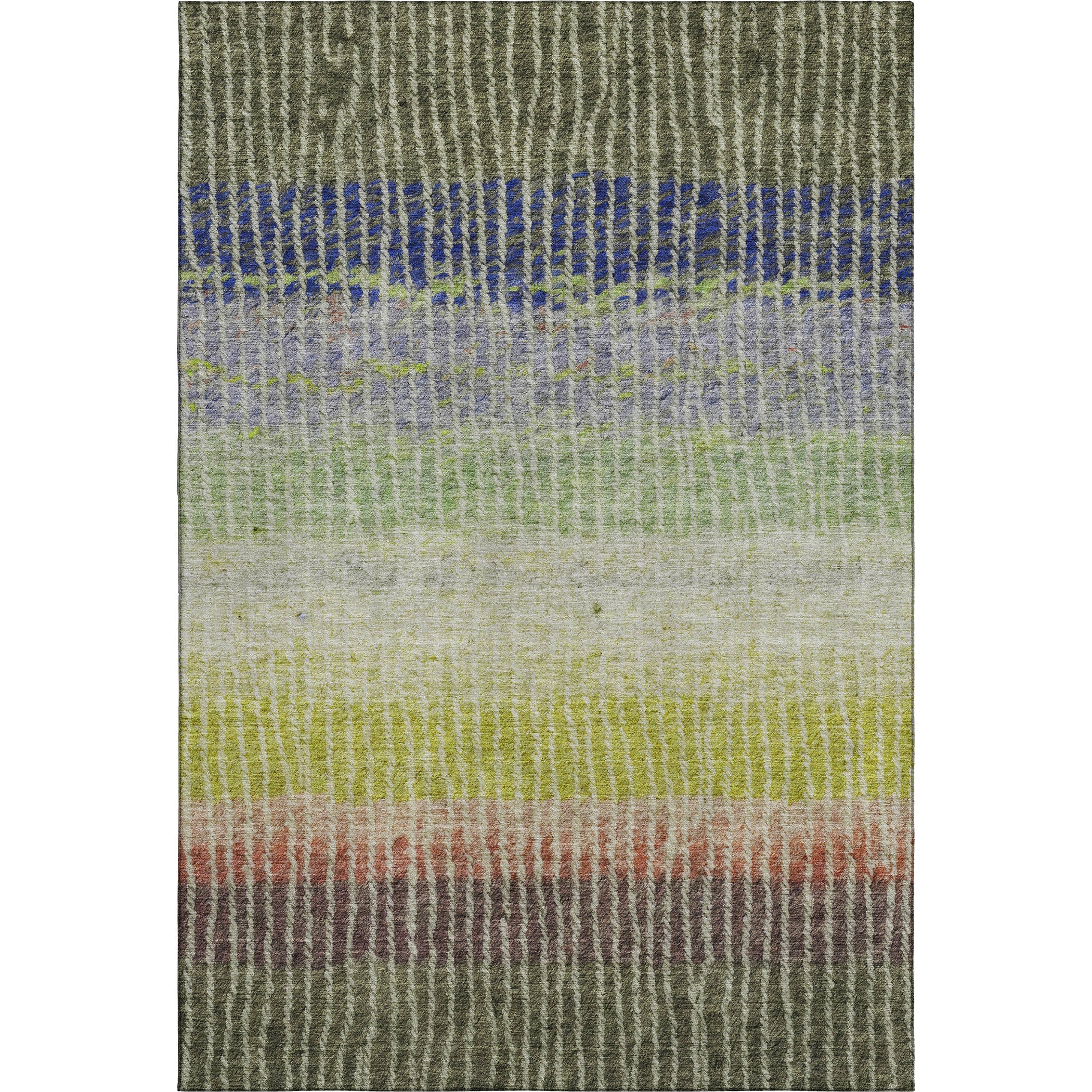 Luang Prabang Machine Washable Transitional Olive Green Rug 3' x 5' #shape_Rectangle
