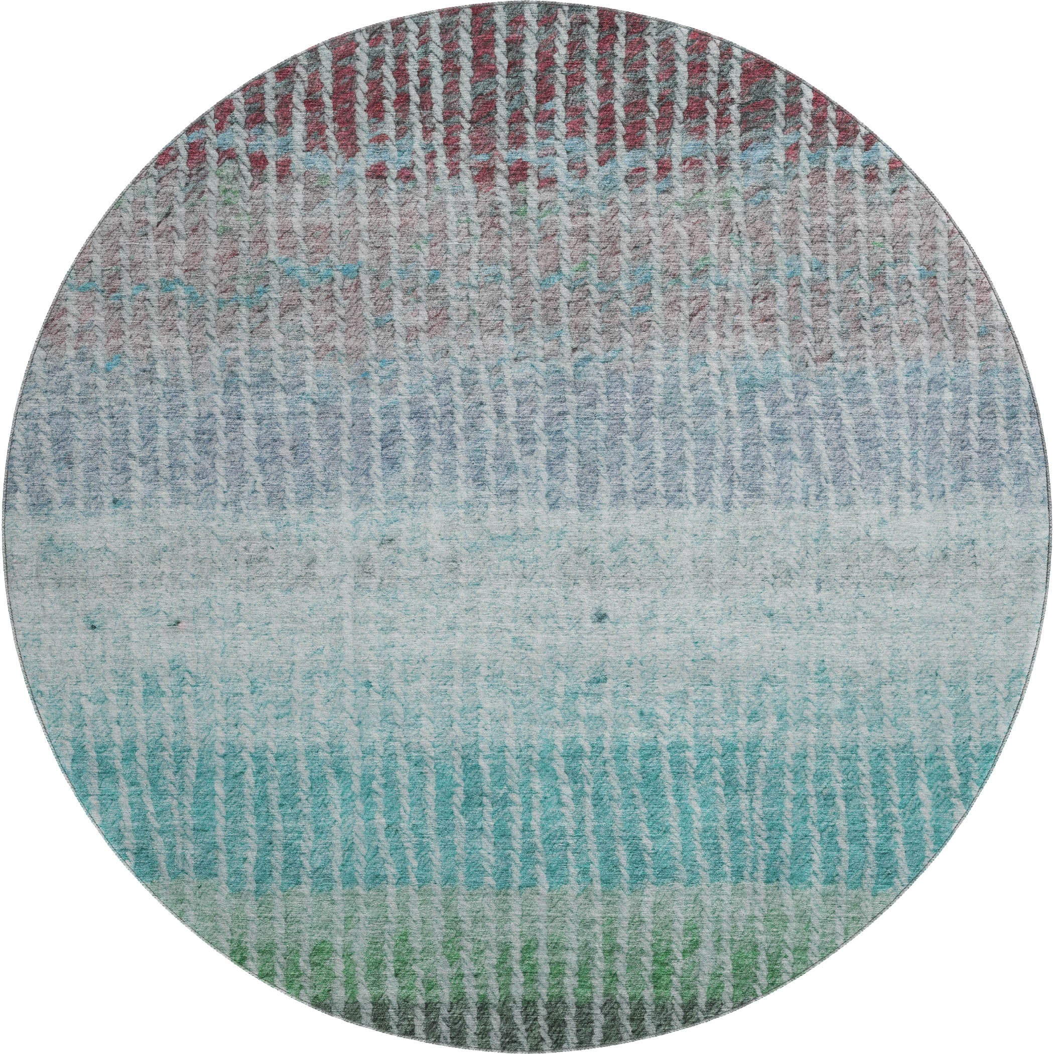 Luang Prabang Machine Washable Transitional Teal Rug 8' x 8' #shape_Round