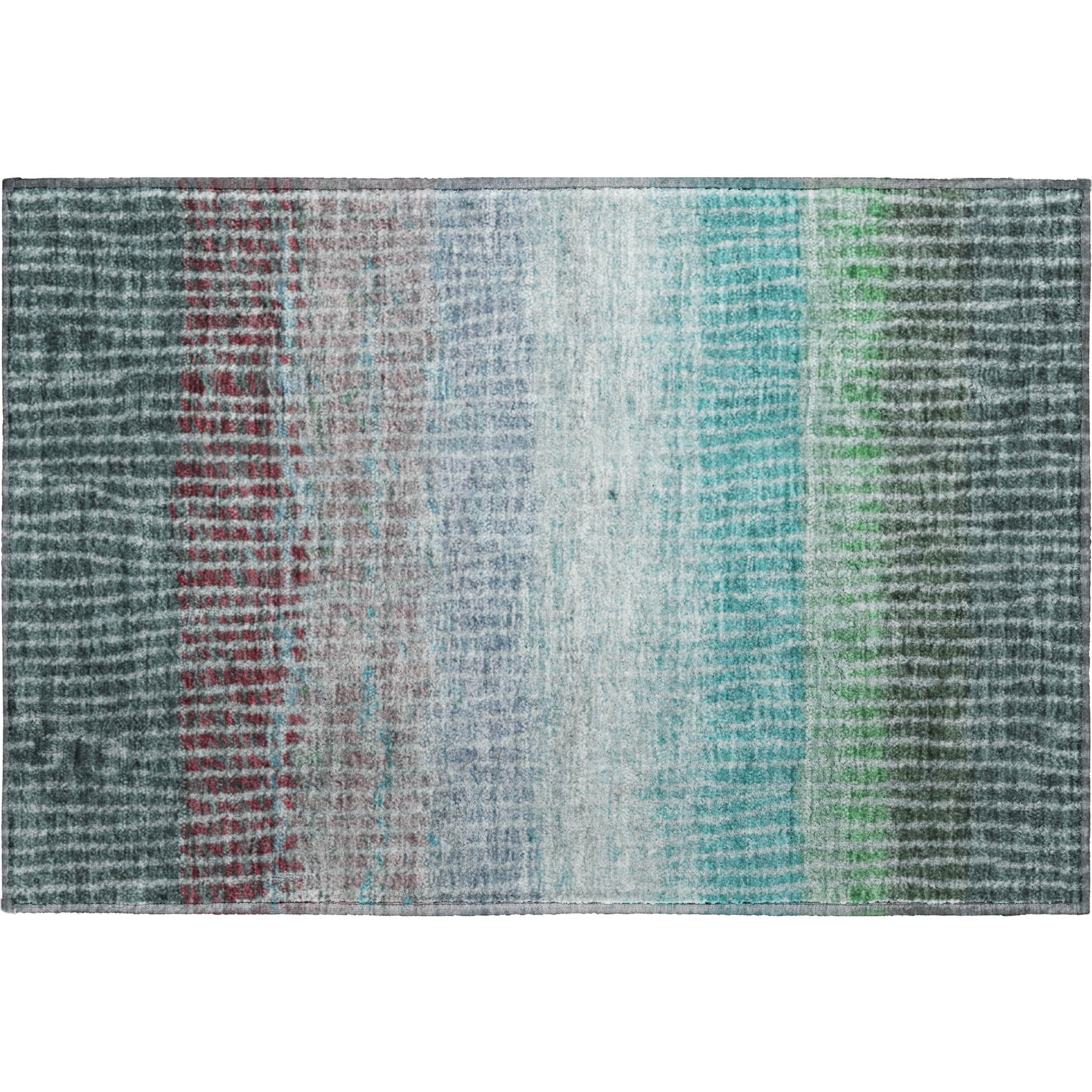 Luang Prabang Machine Washable Transitional Teal Rug 1'8" x 2'6" #shape_Rectangle