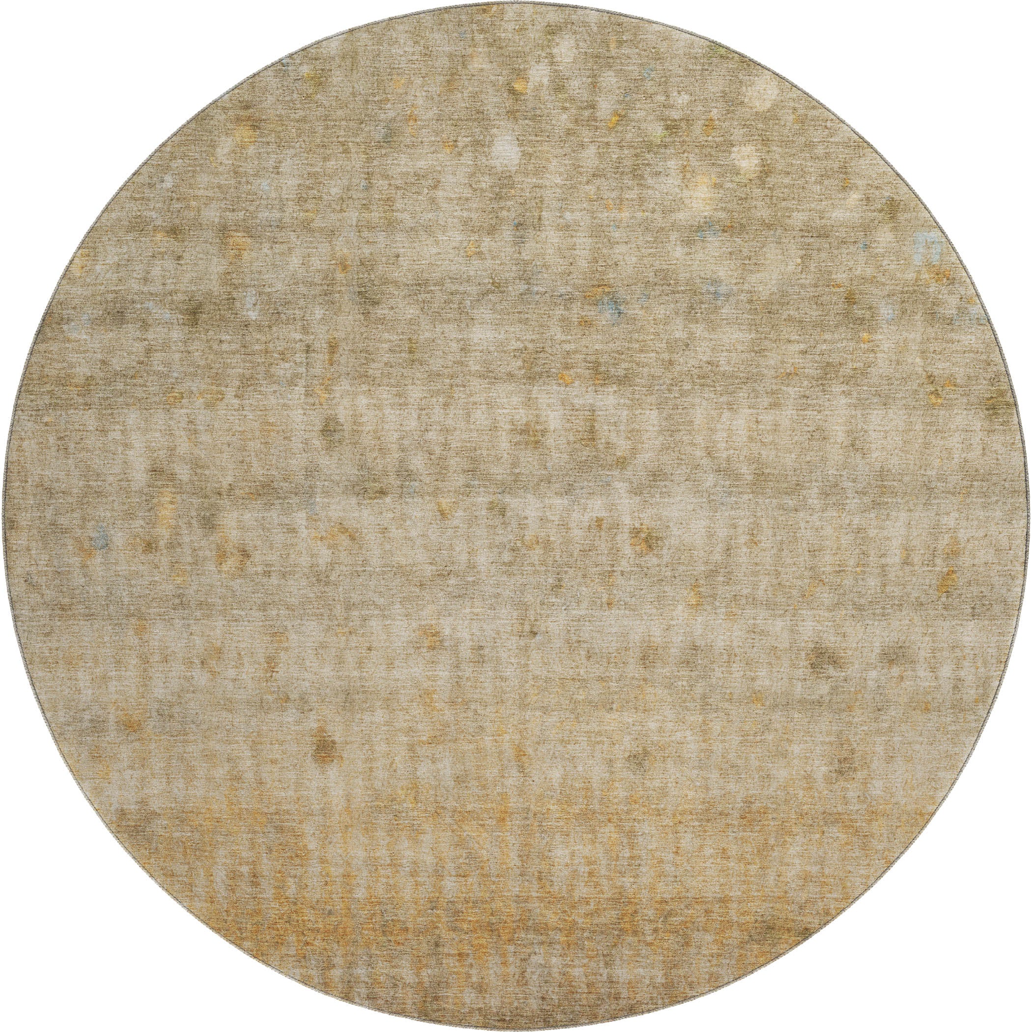 Oaxaca Machine Washable Transitional Beige Brown Rug 8' x 8' #shape_Round