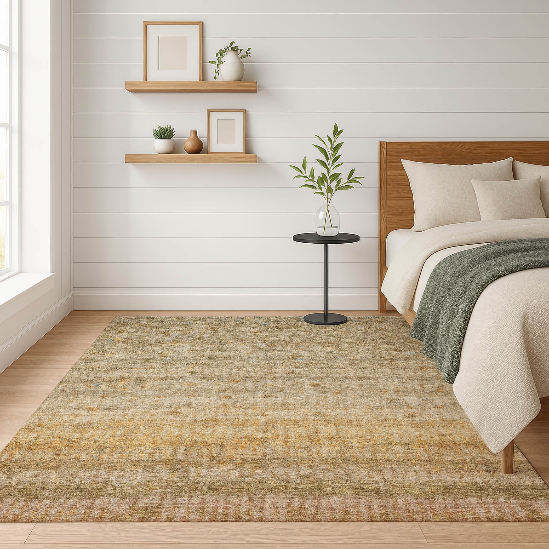 Oaxaca Machine Washable Transitional Beige Brown Rug 3' x 5' #shape_Rectangle