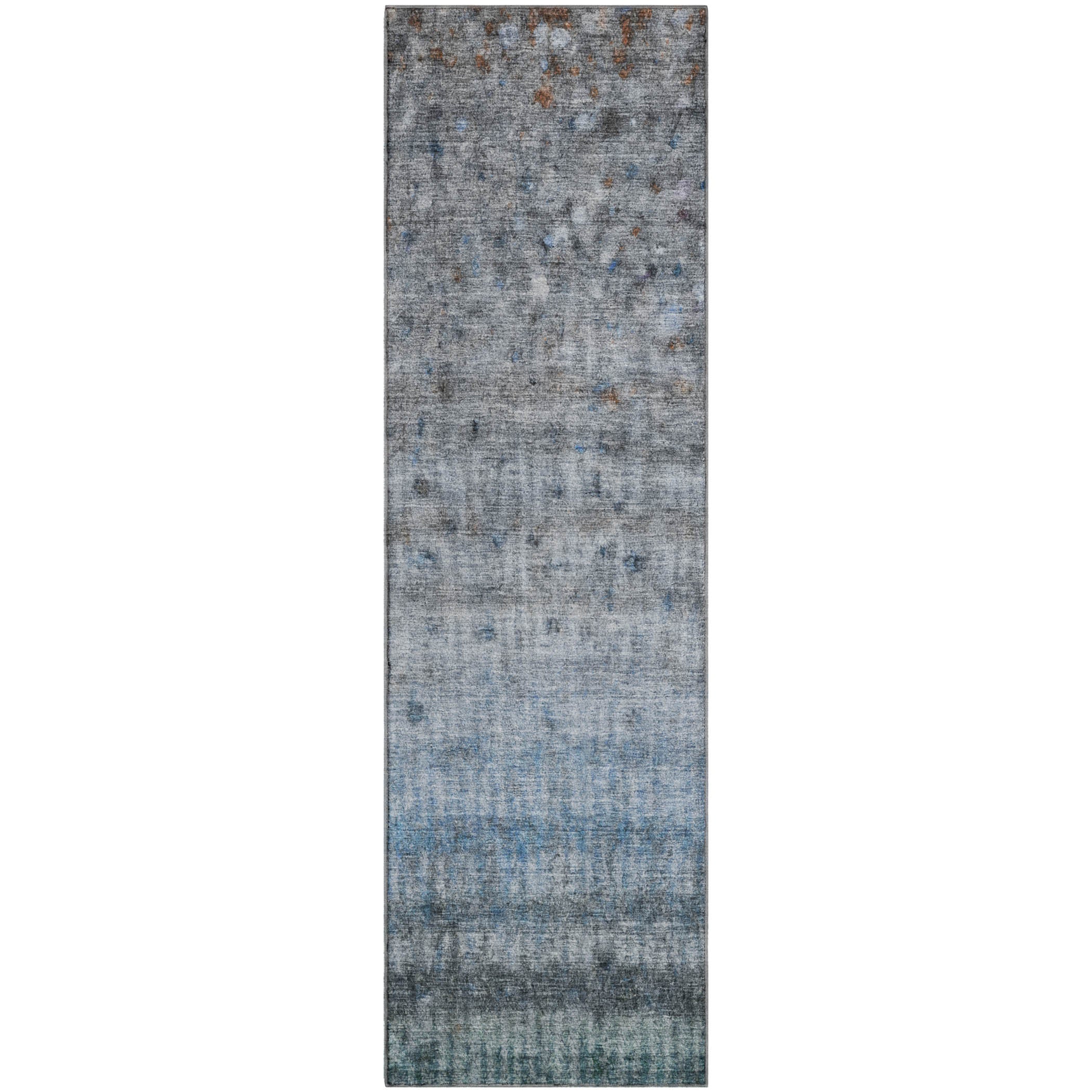 Oaxaca Machine Washable Transitional Blue Rug 2'3" x 7'6" #shape_Runner