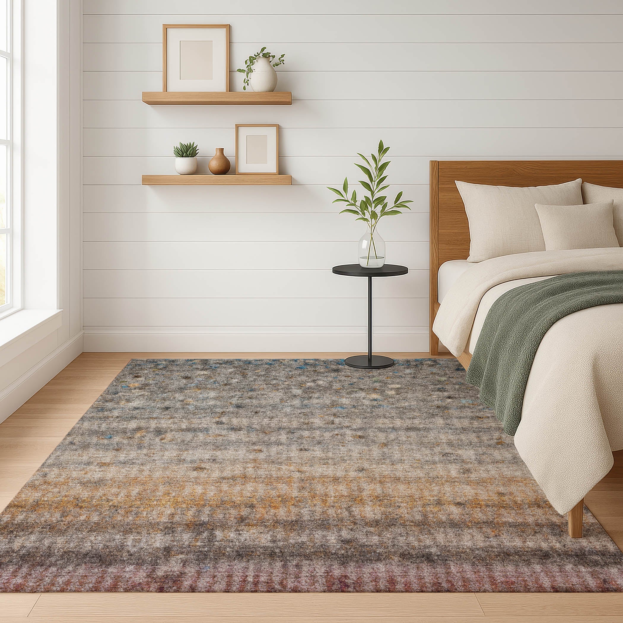 Oaxaca Machine Washable Transitional Gray Rug 3' x 5' #shape_Rectangle