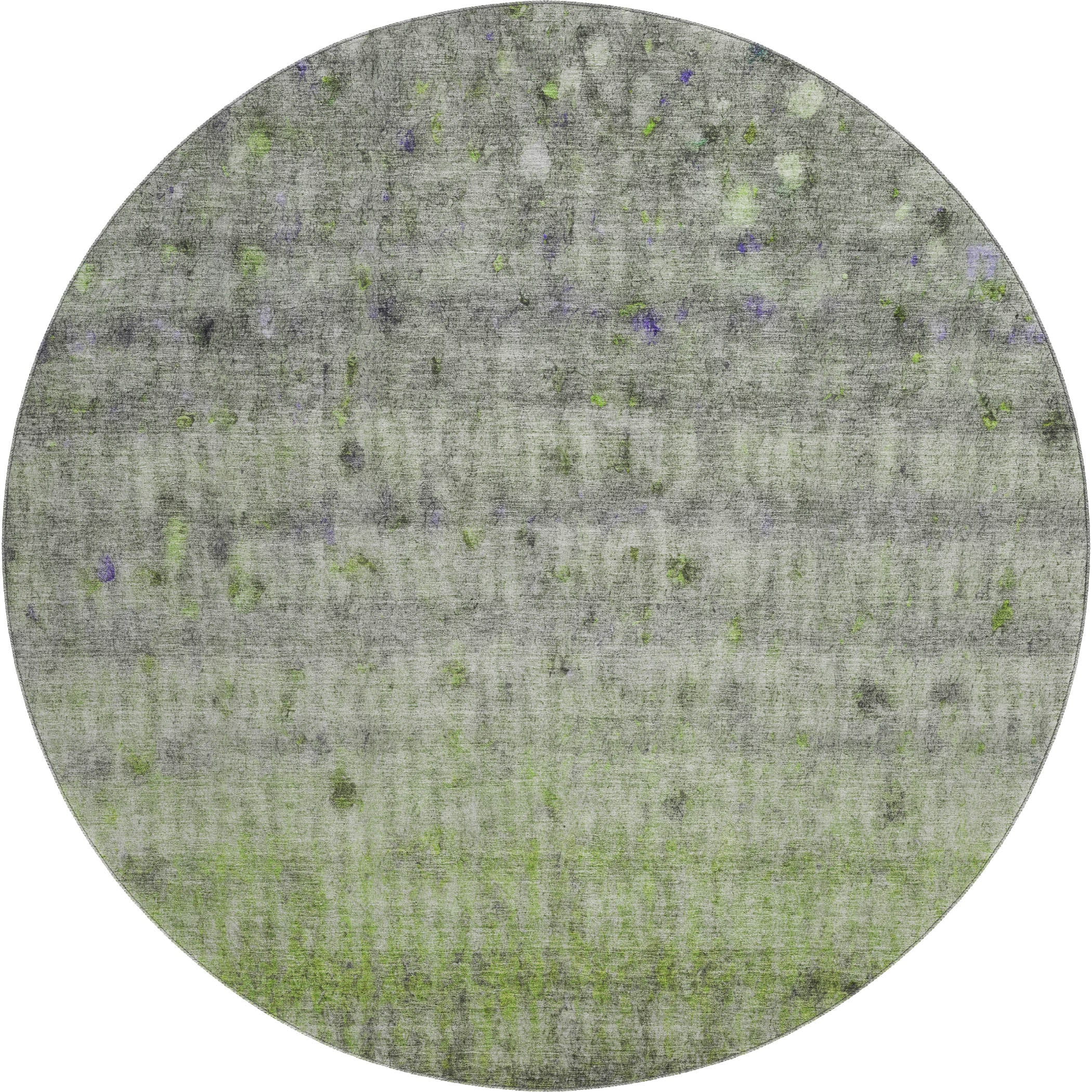Oaxaca Machine Washable Transitional Green Rug 8' x 8' #shape_Round