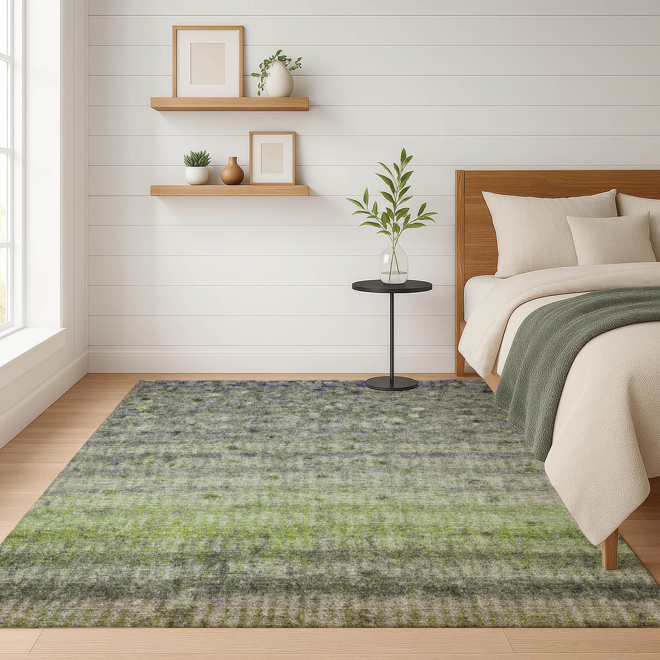 Oaxaca Machine Washable Transitional Green Rug 3' x 5' #shape_Rectangle