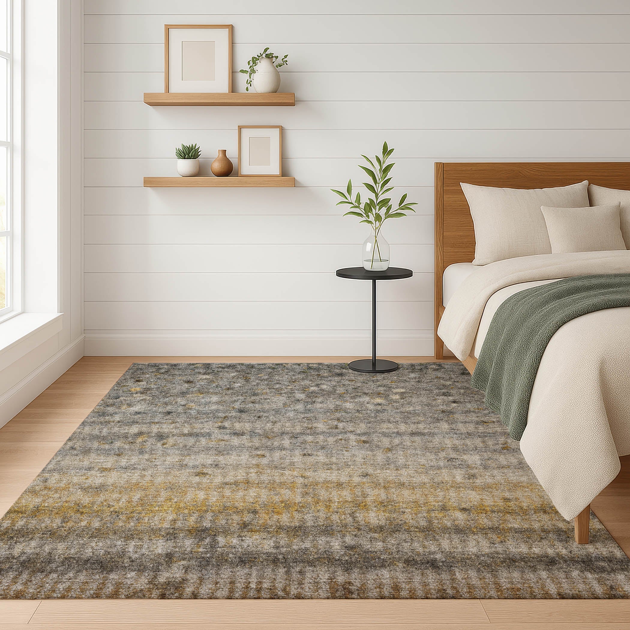 Oaxaca Machine Washable Transitional Taupe Brown Rug 3' x 5' #shape_Rectangle