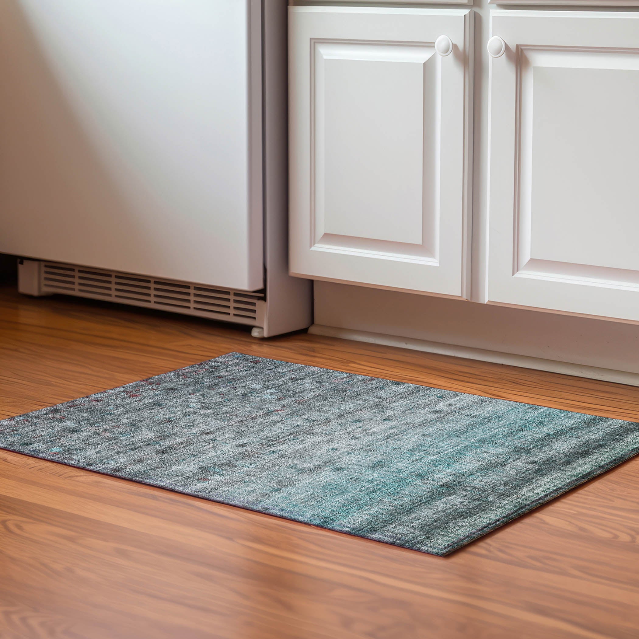Oaxaca Machine Washable Transitional Teal Rug 1'8" x 2'6" #shape_Rectangle