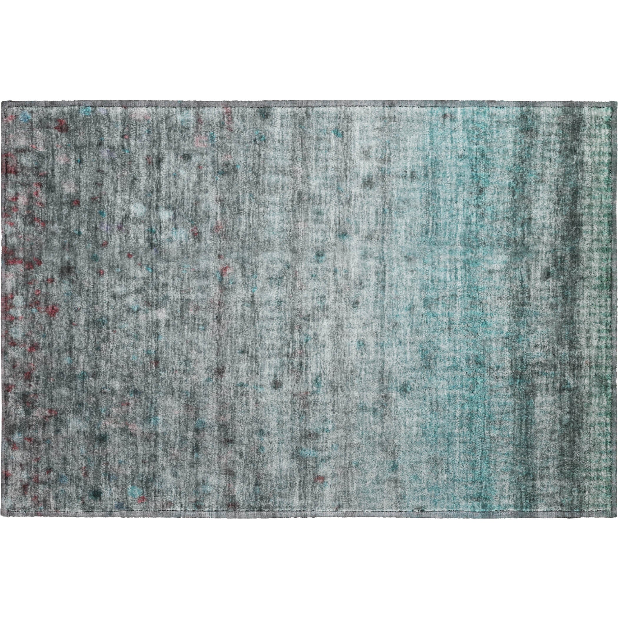 Oaxaca Machine Washable Transitional Teal Rug 1'8" x 2'6" #shape_Rectangle