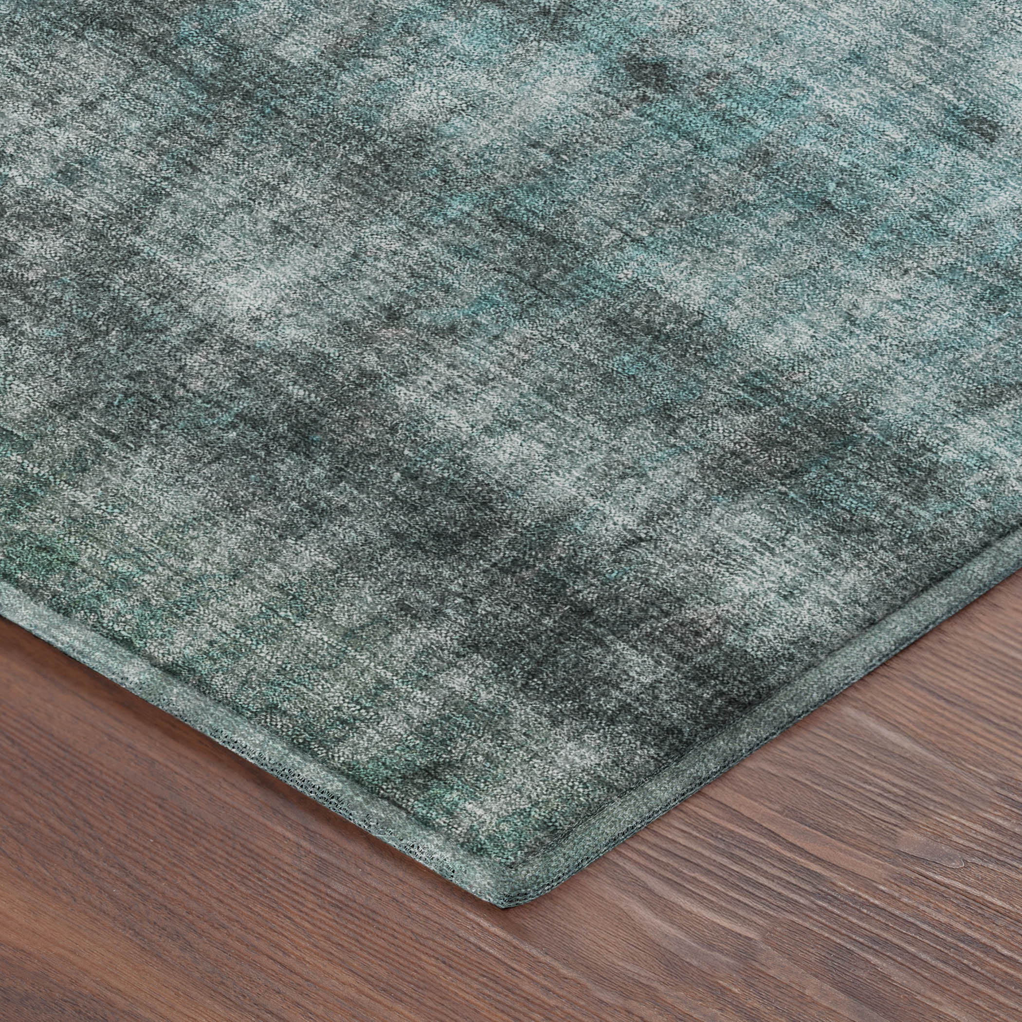 Oaxaca Machine Washable Transitional Teal Rug 1'8" x 2'6" #shape_Rectangle