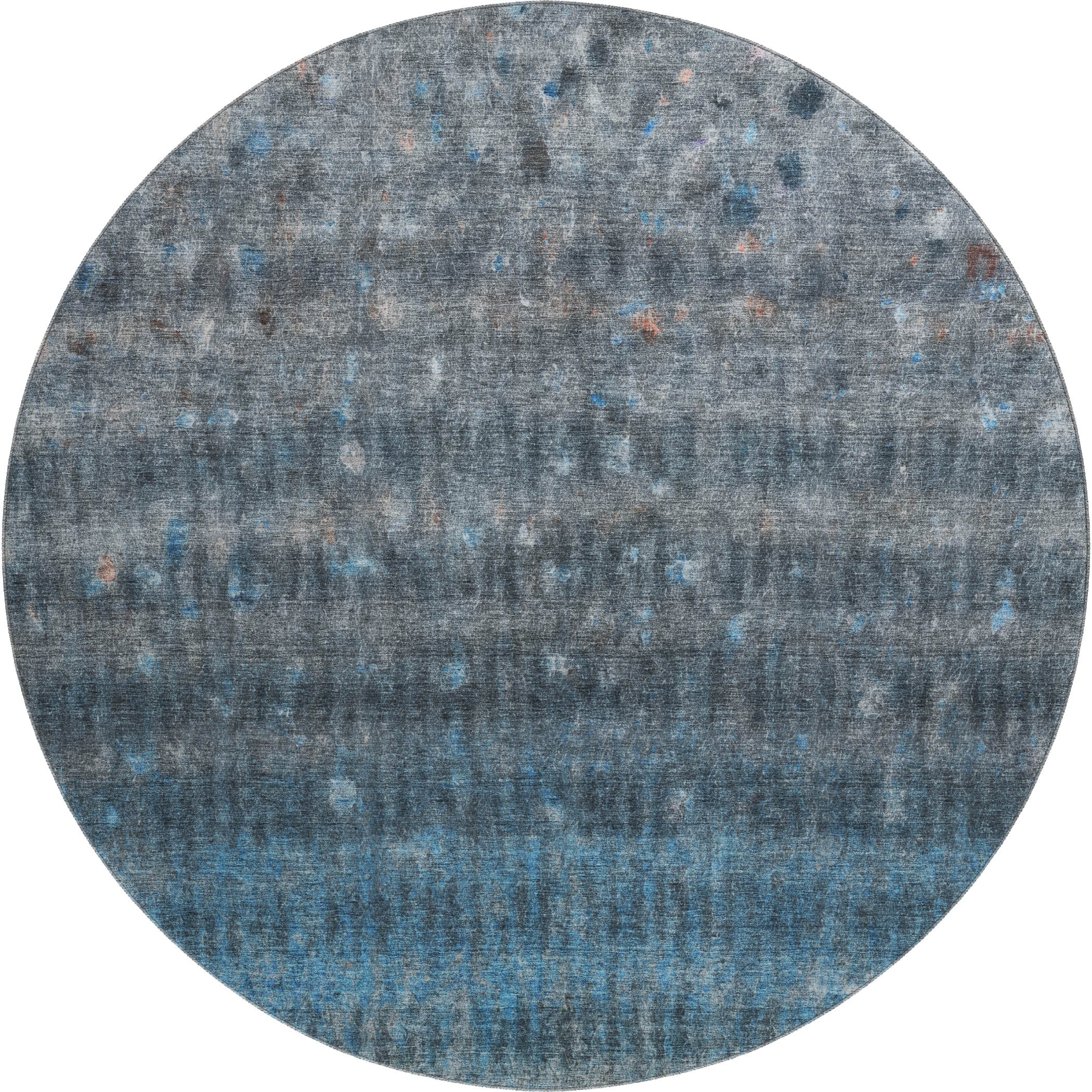 Bergen Machine Washable Transitional Blue Rug 8' x 8' #shape_Round