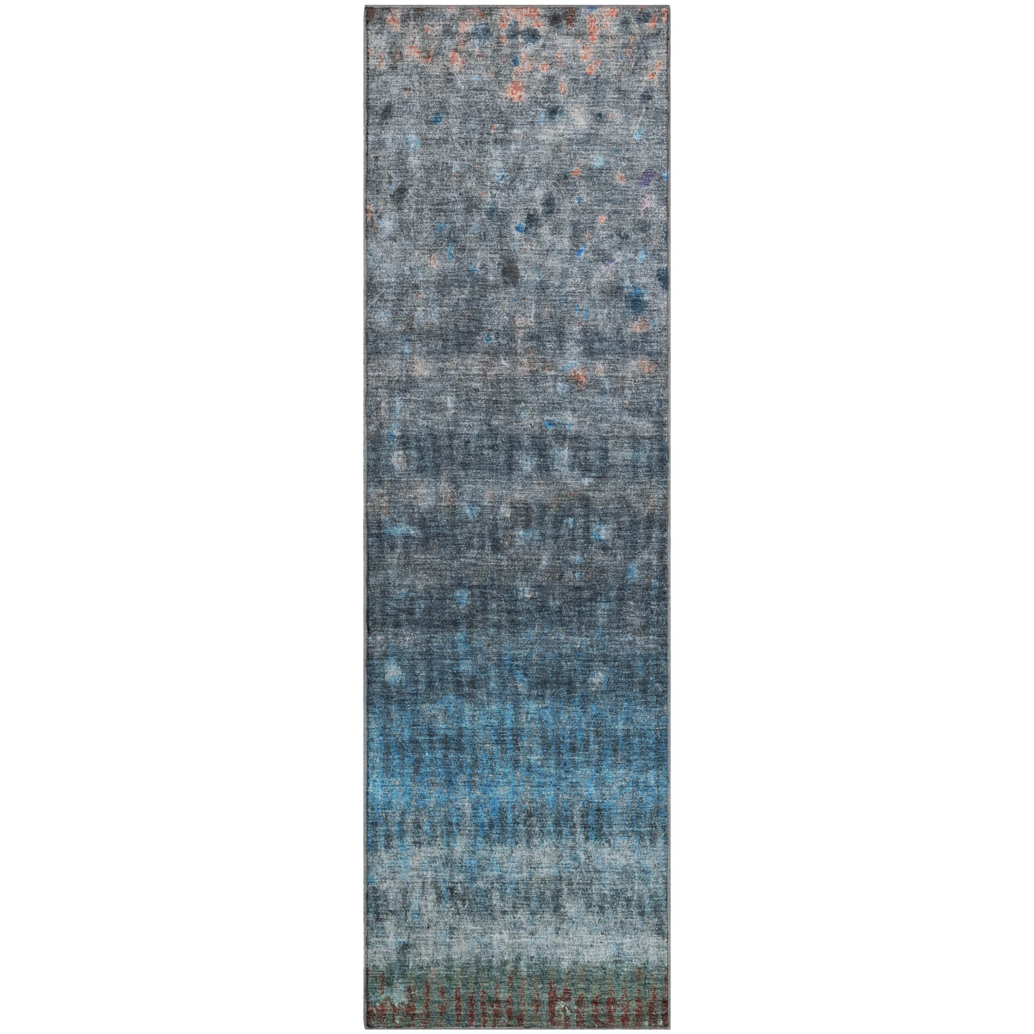 Bergen Machine Washable Transitional Blue Rug 2'3" x 7'6" #shape_Runner