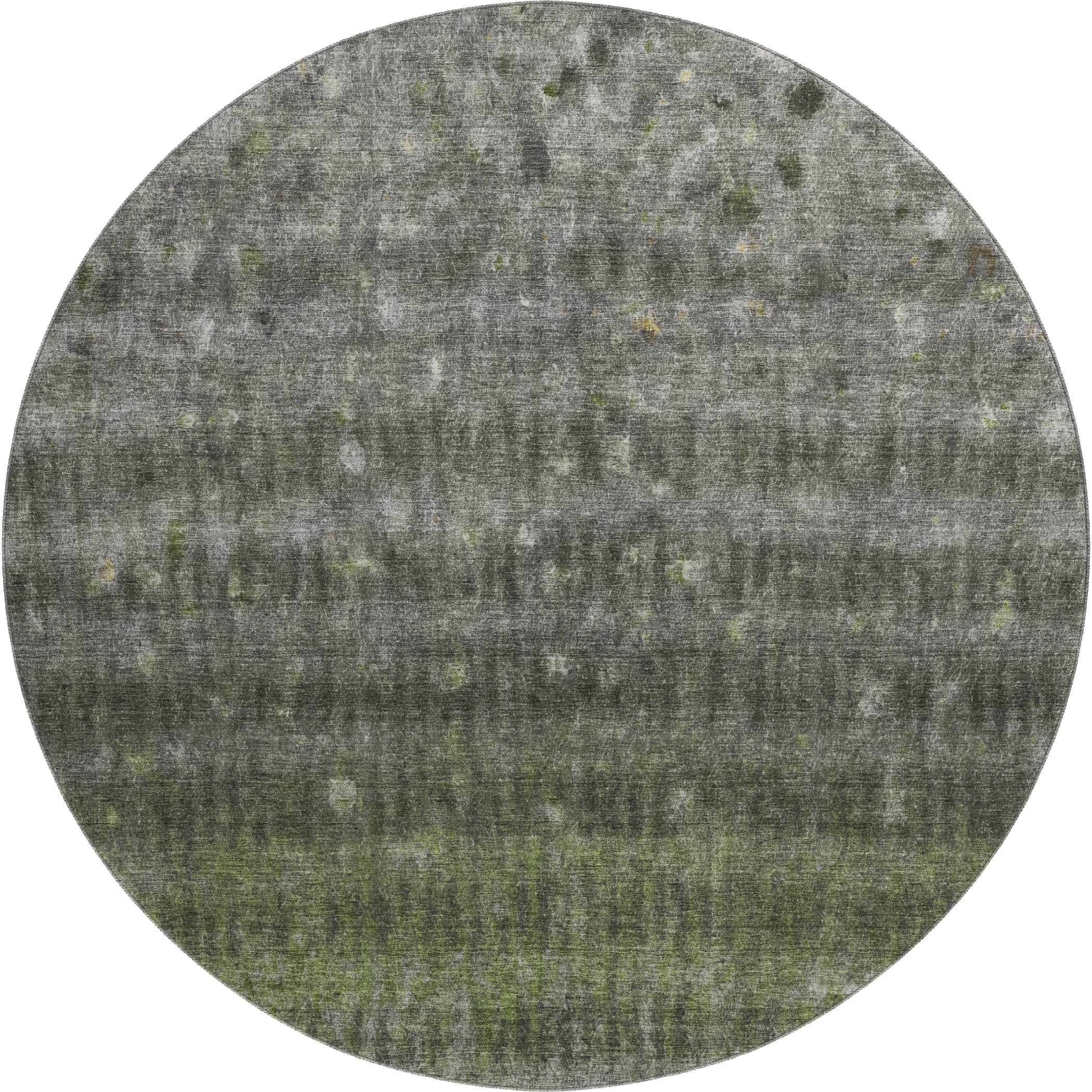 Bergen Machine Washable Transitional Olive Green Rug 8' x 8' #shape_Round