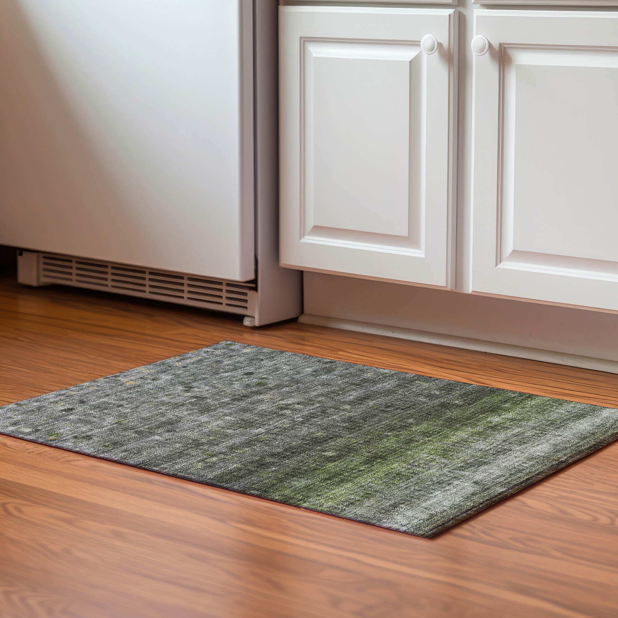 Bergen Machine Washable Transitional Olive Green Rug 1'8" x 2'6" #shape_Rectangle