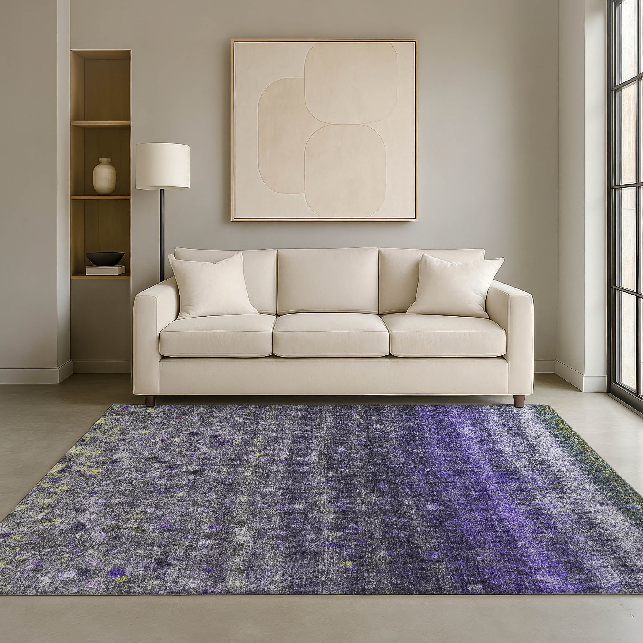 Bergen Machine Washable Transitional Purple Rug 3' x 5' #shape_Rectangle