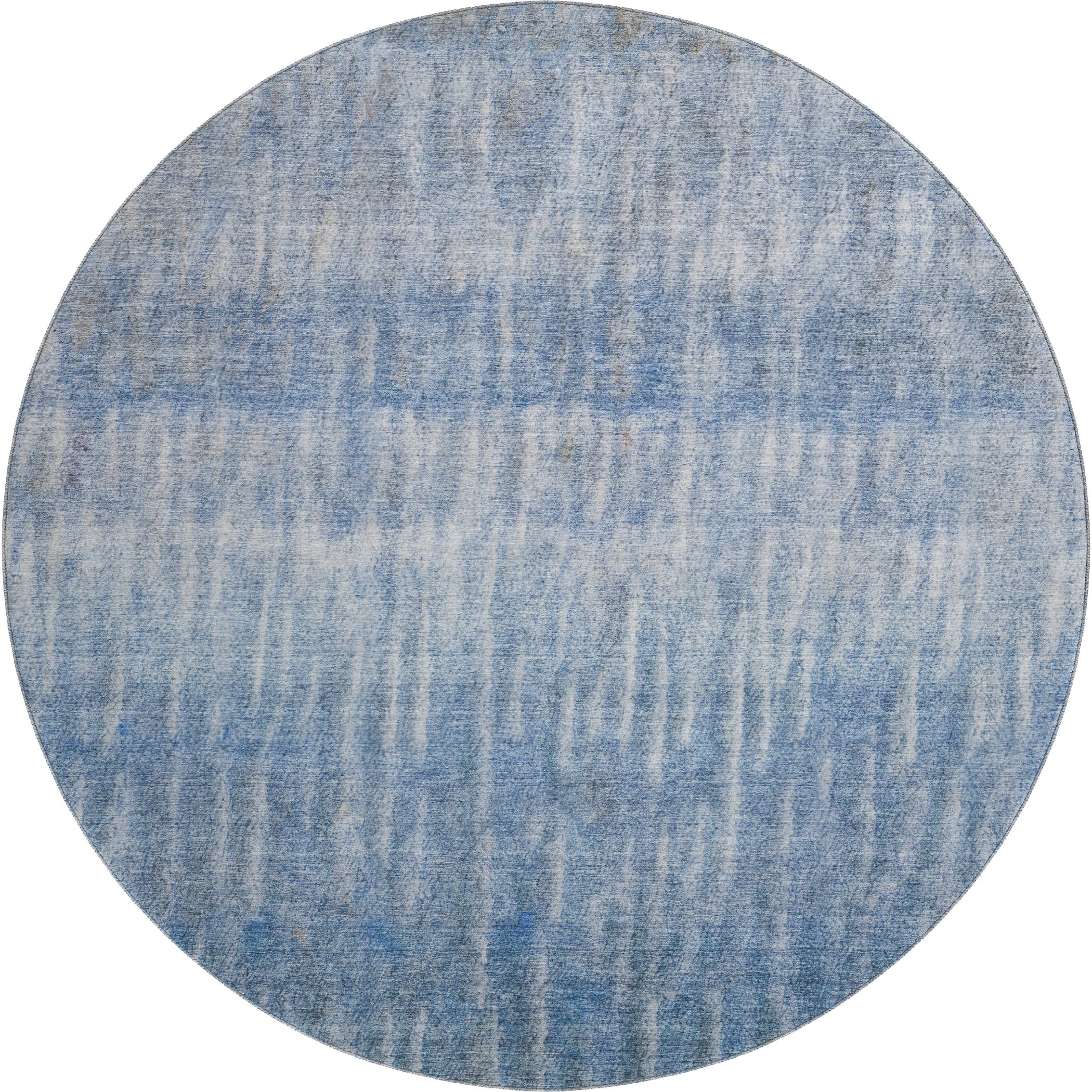 Antigua Machine Washable Transitional Blue Rug 8' x 8' #shape_Round