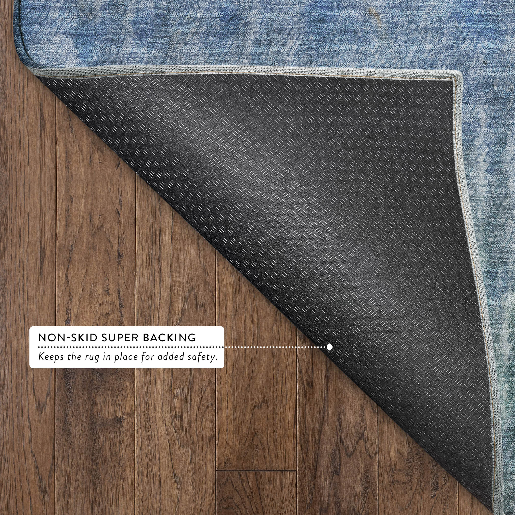Antigua Machine Washable Transitional Blue Rug 1'8" x 2'6" #shape_Rectangle