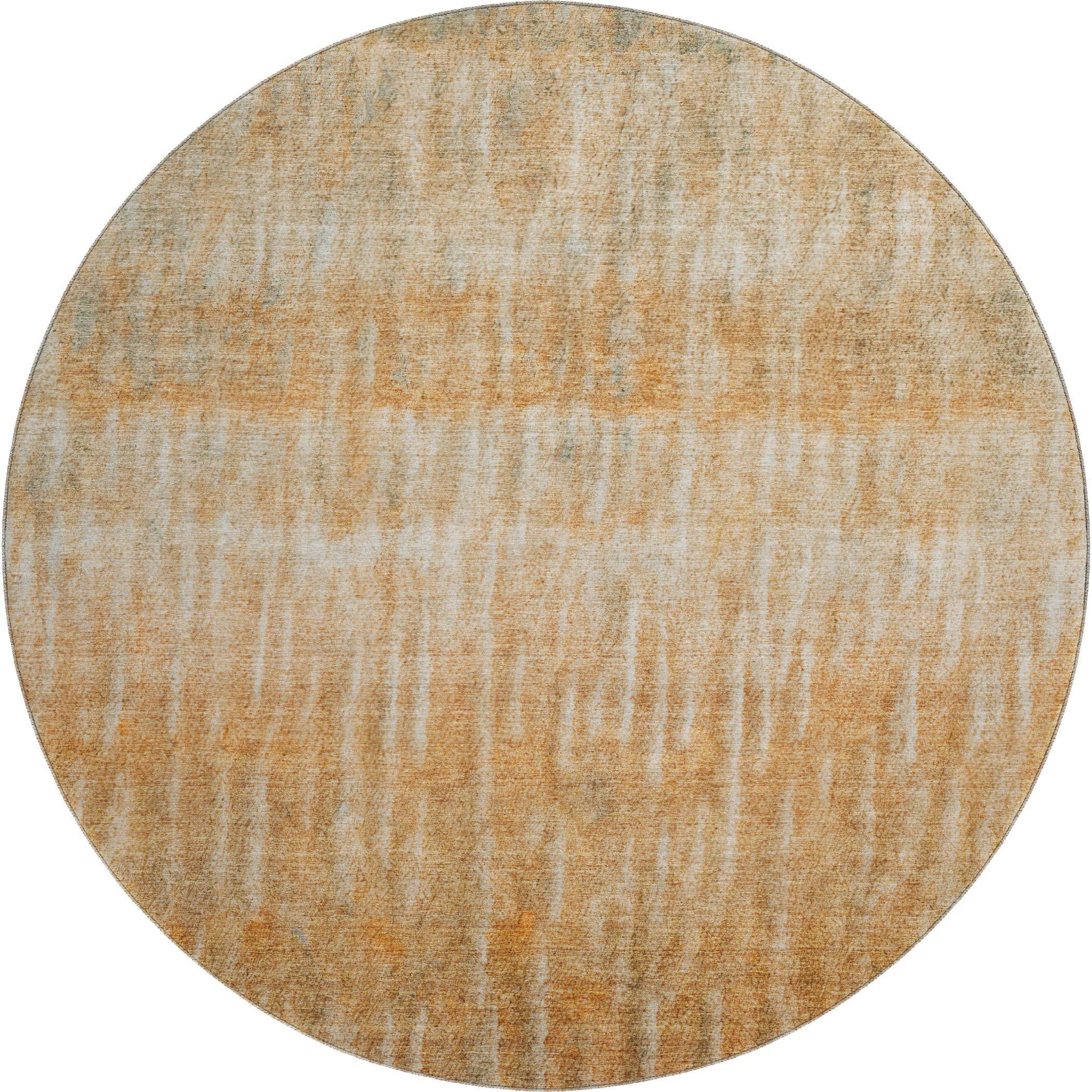 Antigua Machine Washable Transitional Copper Orange Rug 8' x 8' #shape_Round
