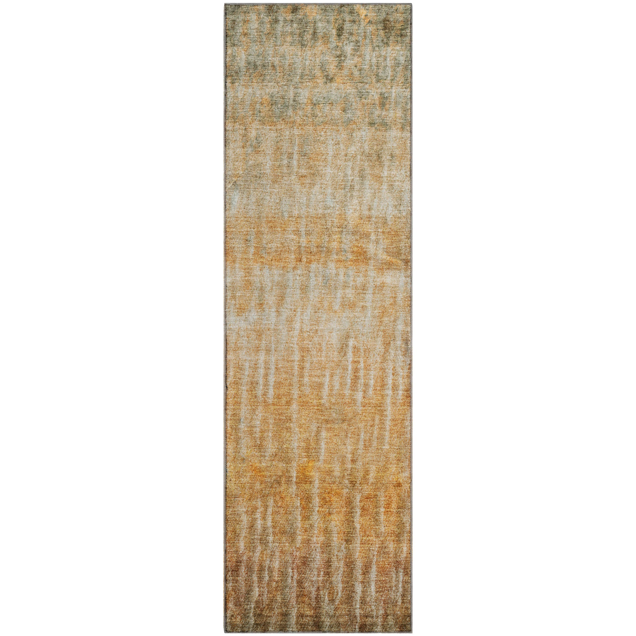 Antigua Machine Washable Transitional Copper Orange Rug 2'3" x 7'6" #shape_Runner