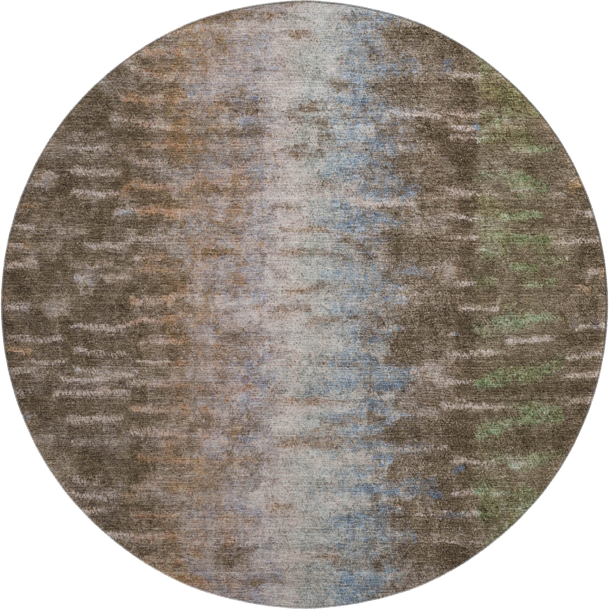 Sintra Machine Washable Transitional Brown Rug 8' x 8' #shape_Round