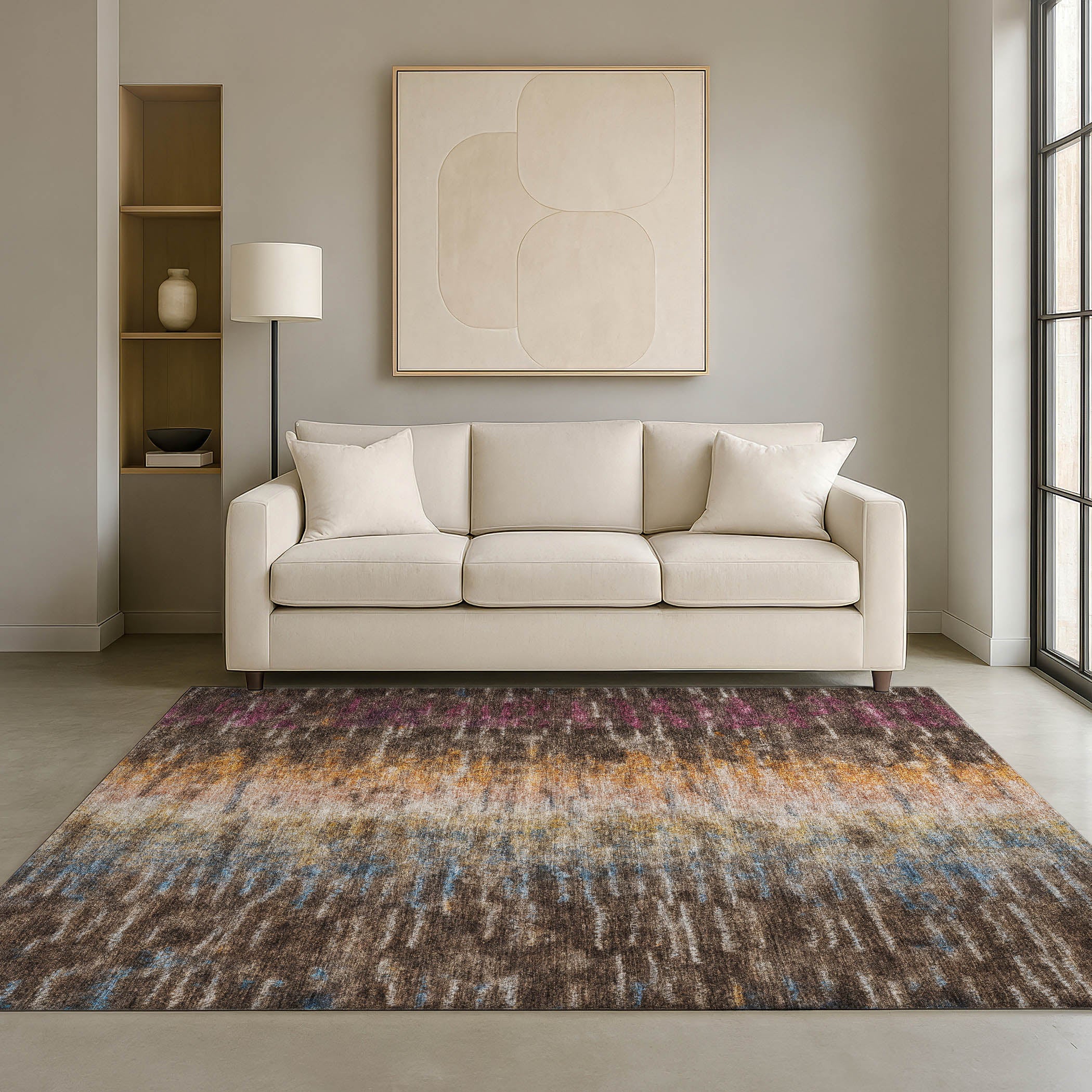 Sintra Machine Washable Transitional Chocolate Brown Rug 3' x 5' #shape_Rectangle