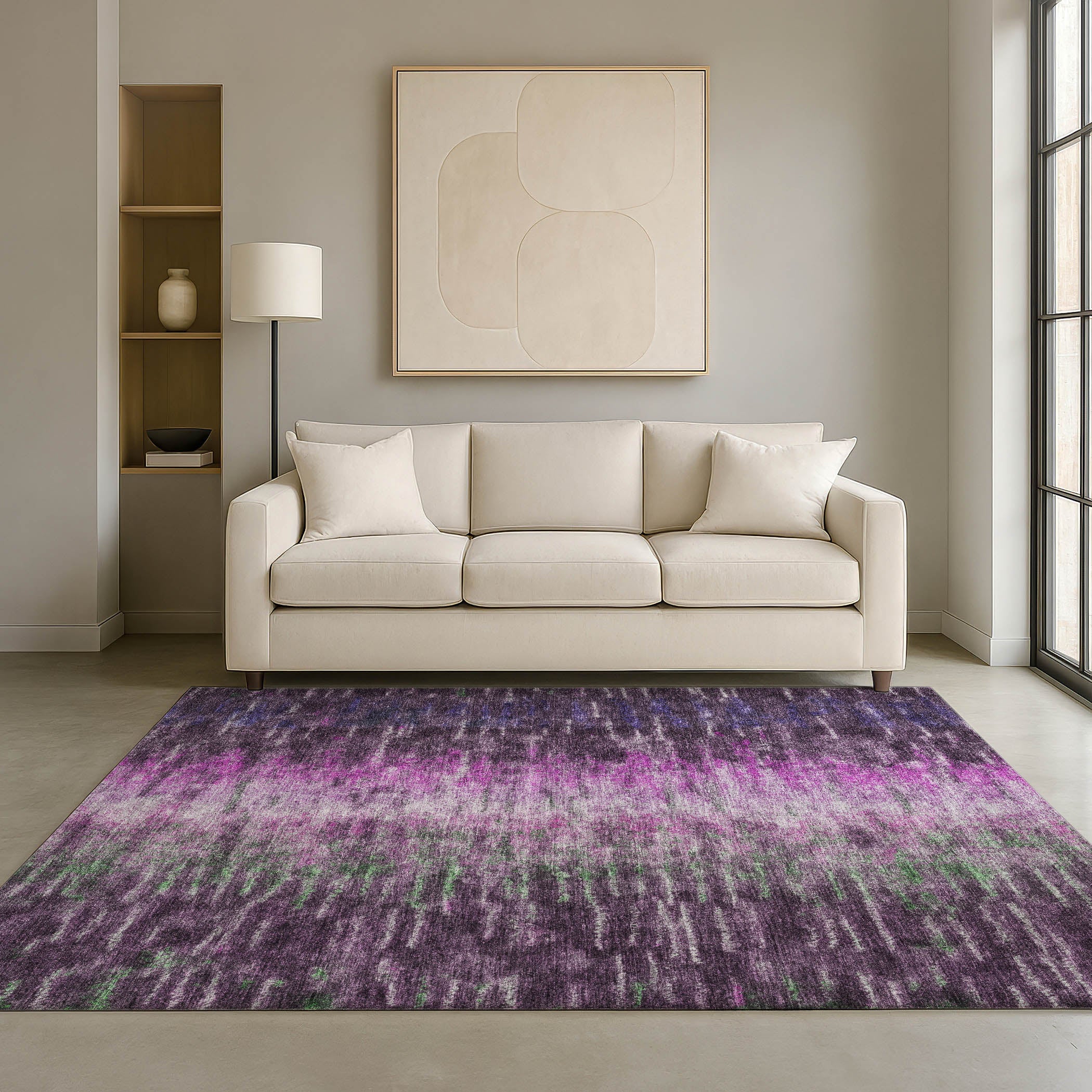 Sintra Machine Washable Transitional Eggplant Purple Rug 3' x 5' #shape_Rectangle