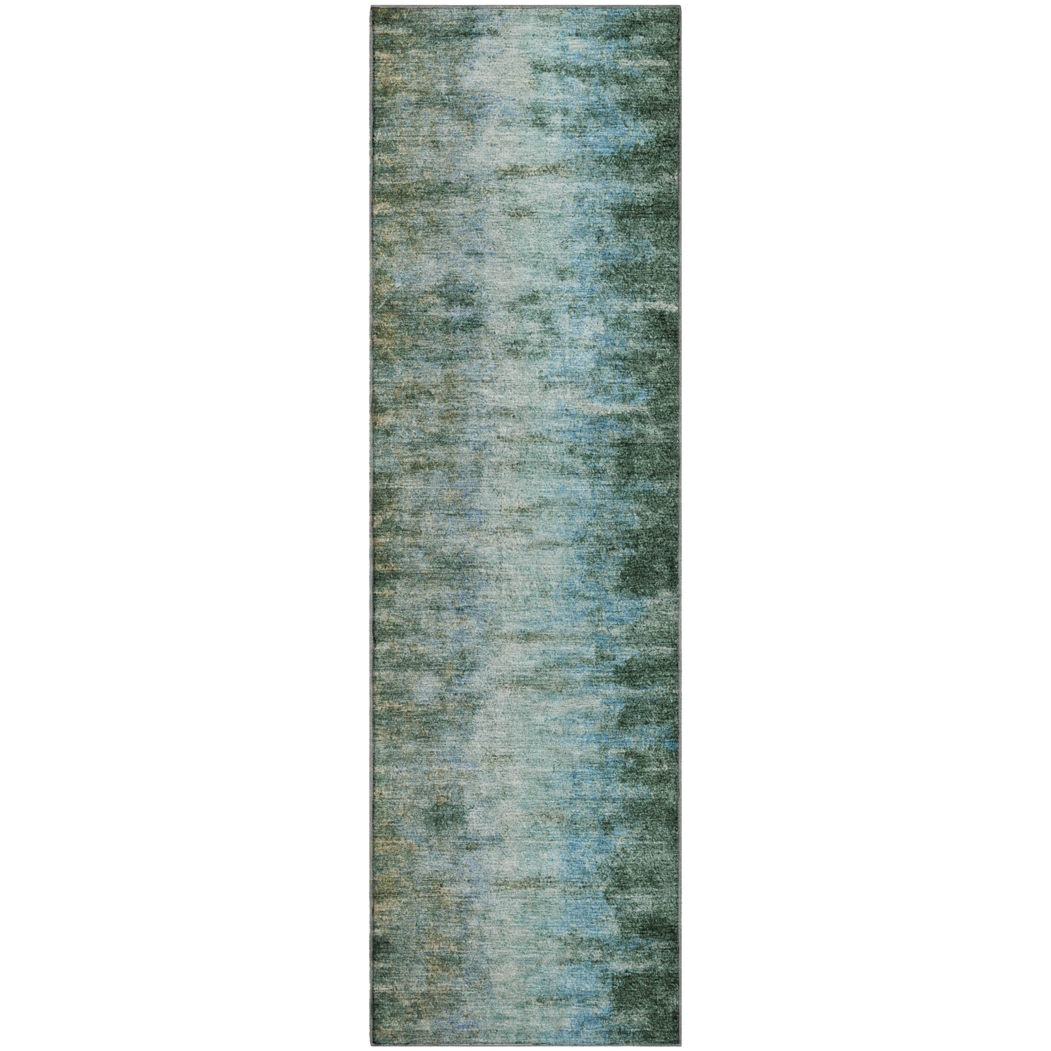 Sintra Machine Washable Transitional Emerald Green Rug 2'3" x 7'6" #shape_Runner