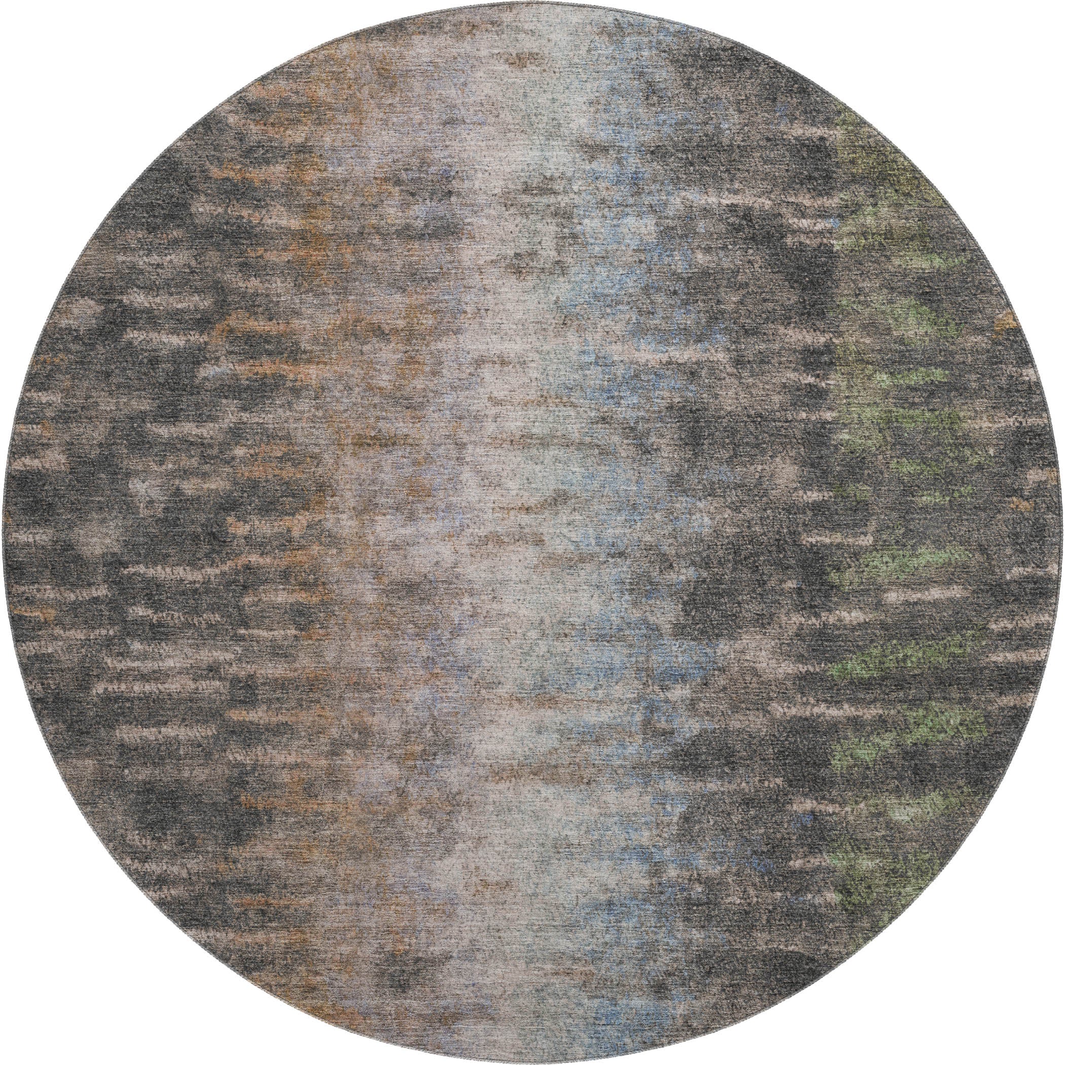 Sintra Machine Washable Transitional Granite Gray Rug 8' x 8' #shape_Round