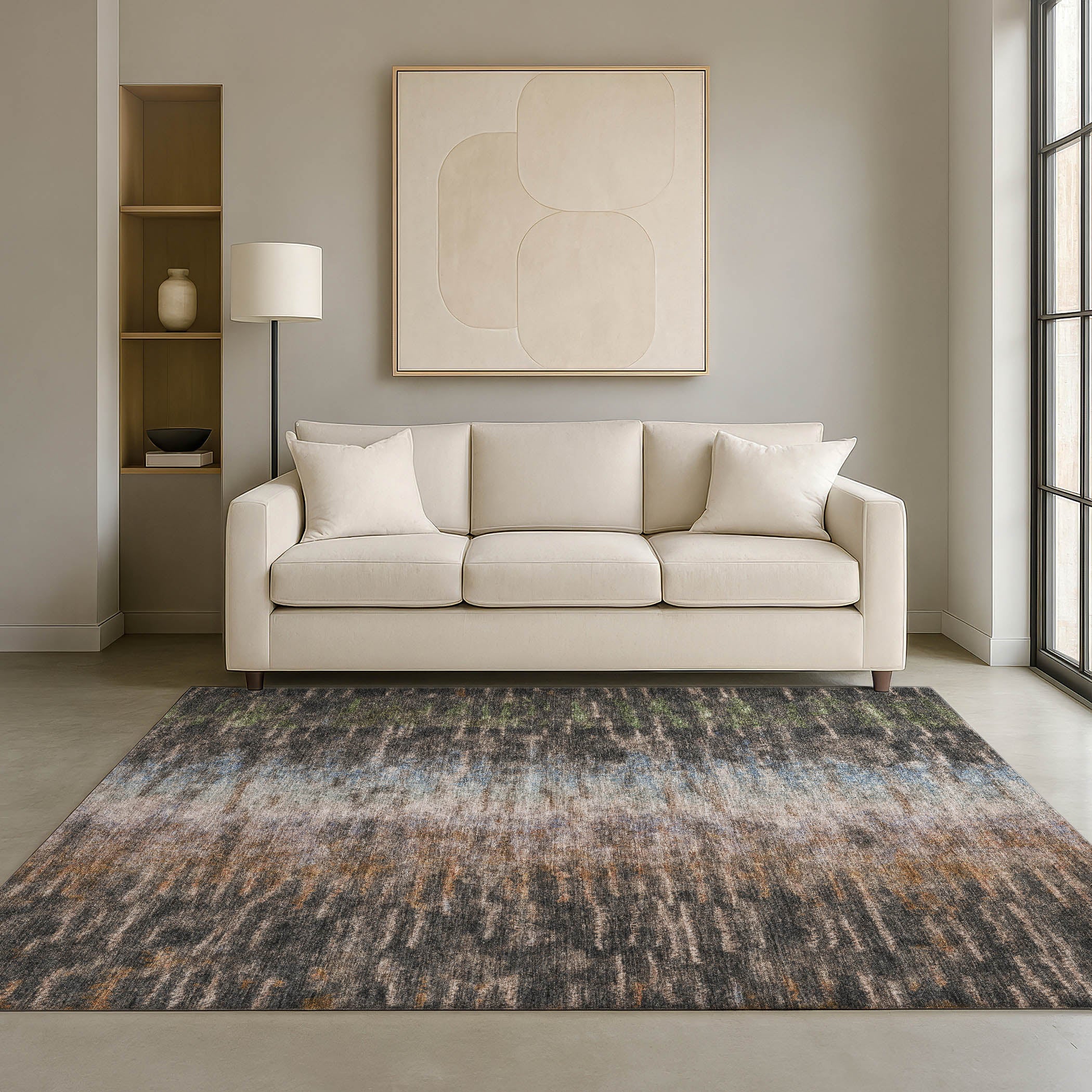 Sintra Machine Washable Transitional Granite Gray Rug 3' x 5' #shape_Rectangle
