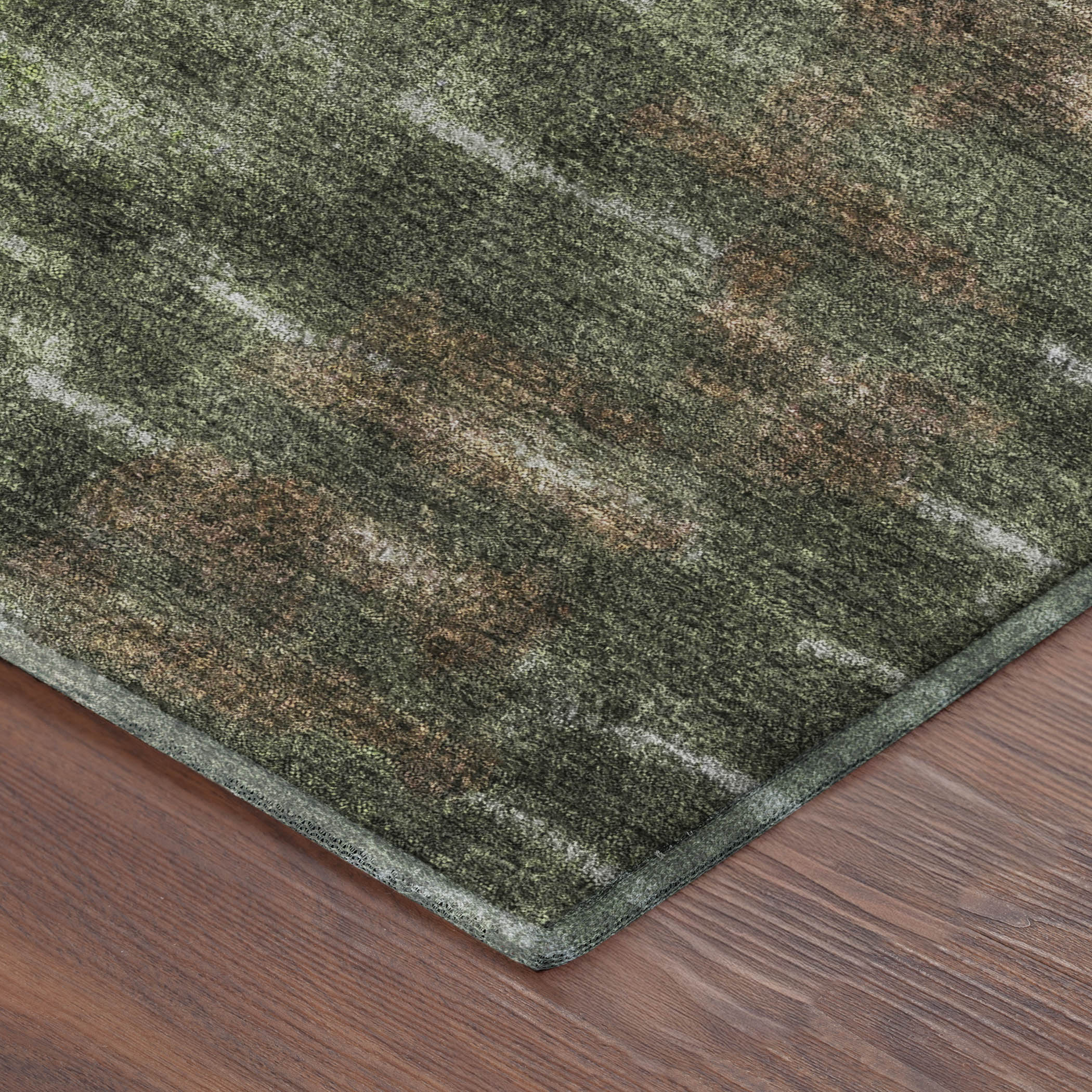 Sintra Machine Washable Transitional Olive Green Rug 1'8" x 2'6" #shape_Rectangle