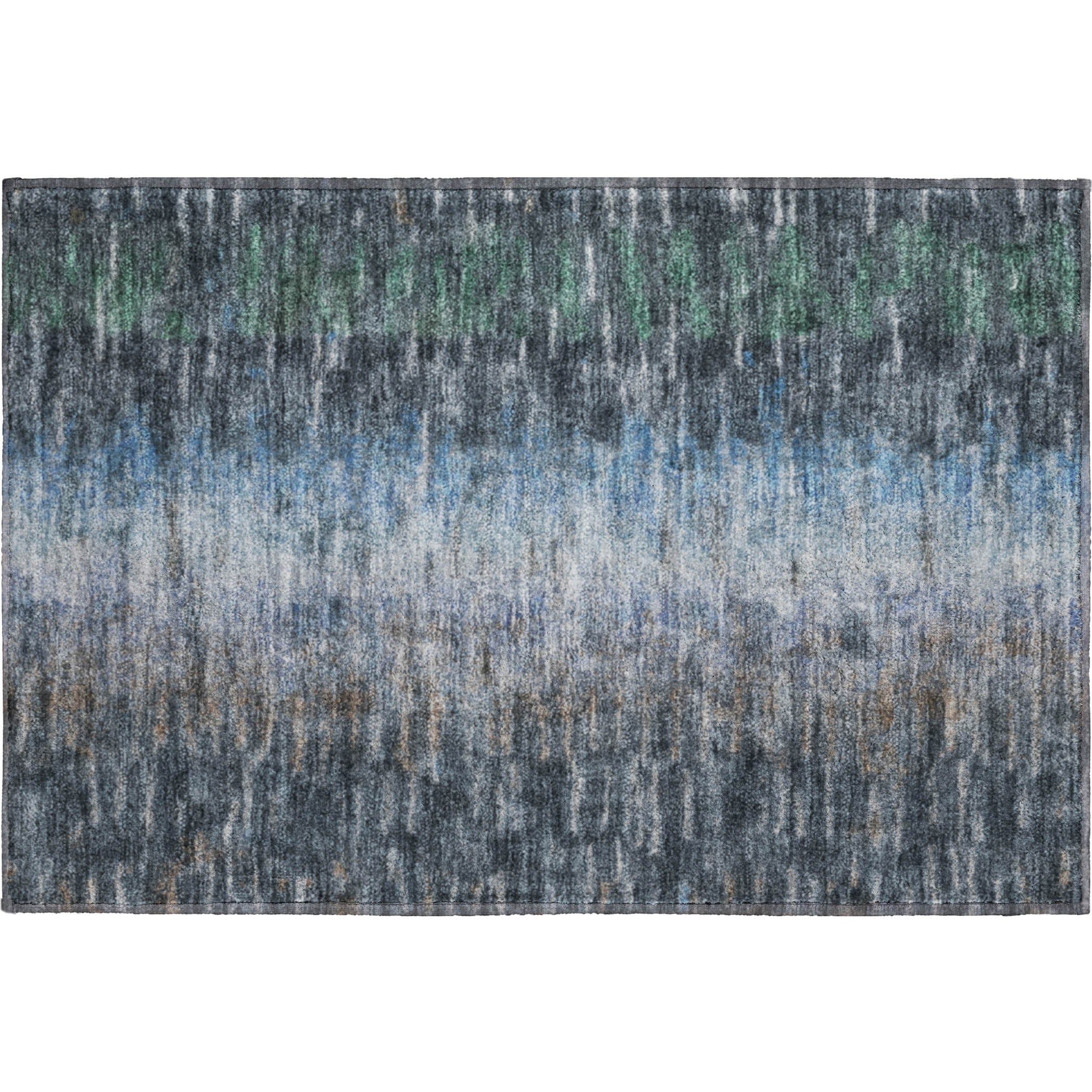 Sintra Machine Washable Transitional Teal Rug 1'8" x 2'6" #shape_Rectangle