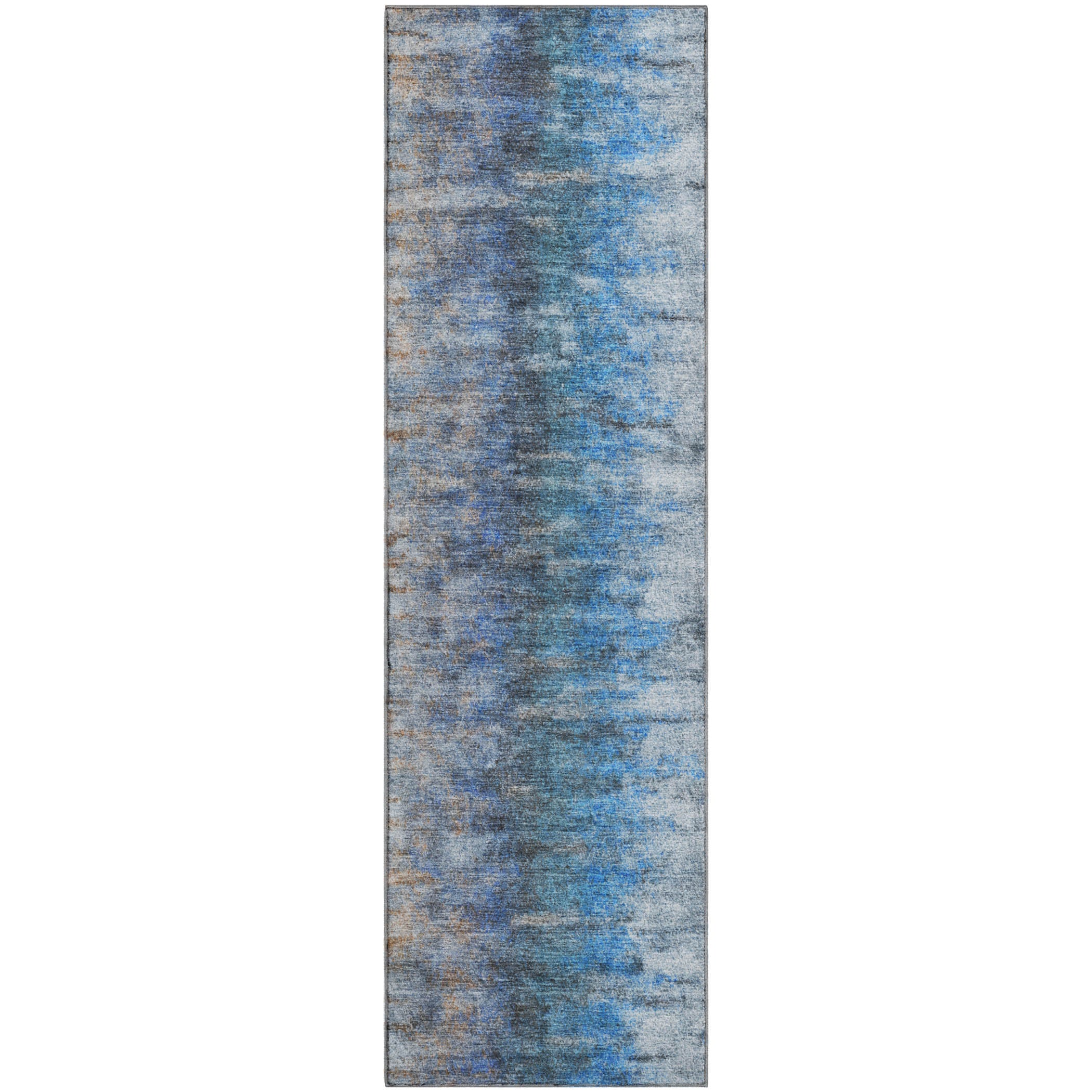 Marrakech Machine Washable Transitional Blue Rug 2'3" x 7'6" #shape_Runner