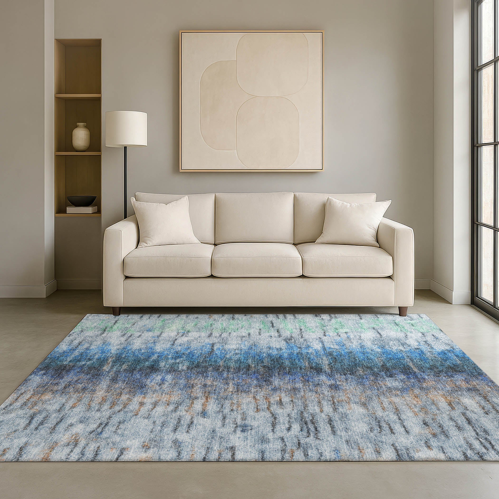 Marrakech Machine Washable Transitional Blue Rug 3' x 5' #shape_Rectangle