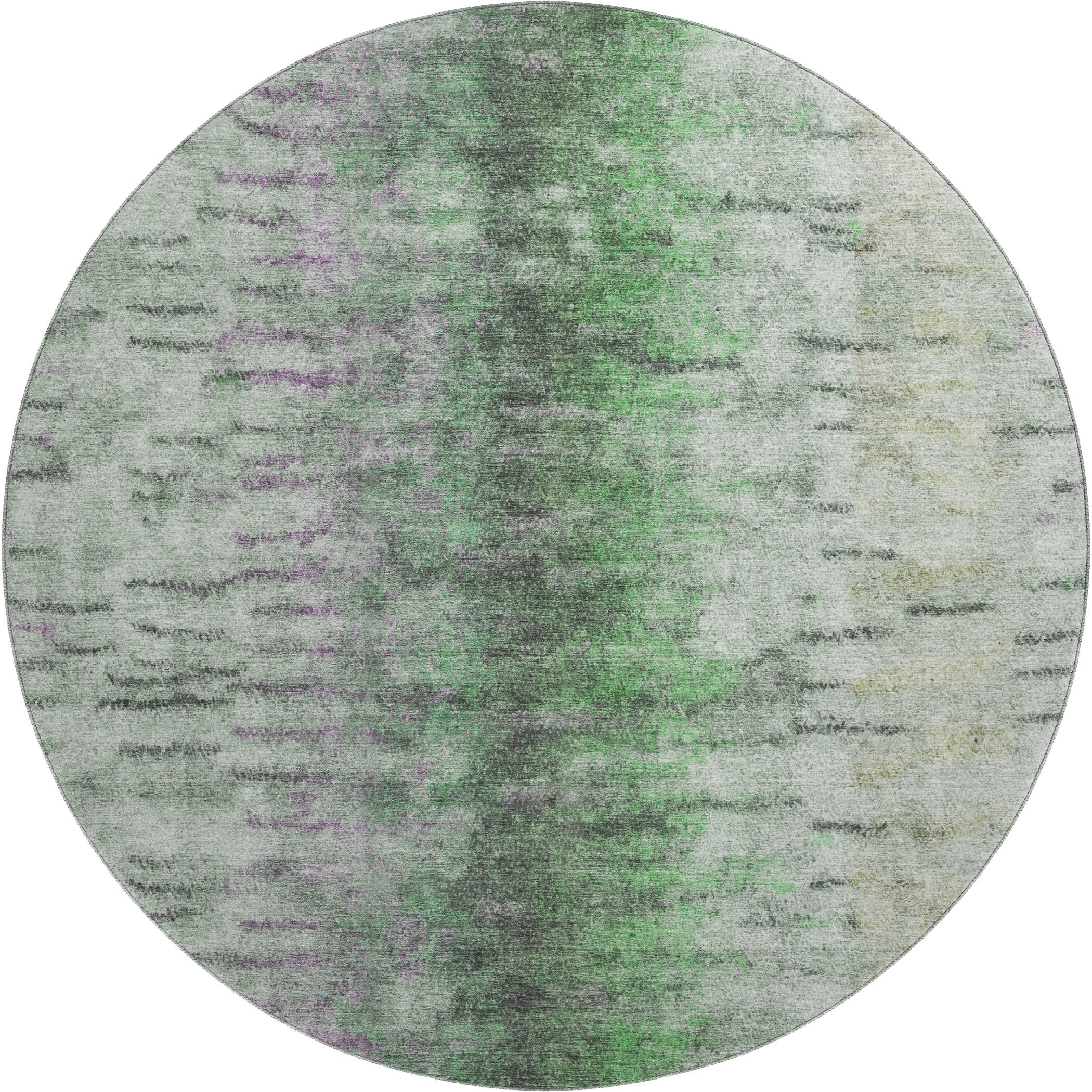 Marrakech Machine Washable Transitional Green Rug 8' x 8' #shape_Round