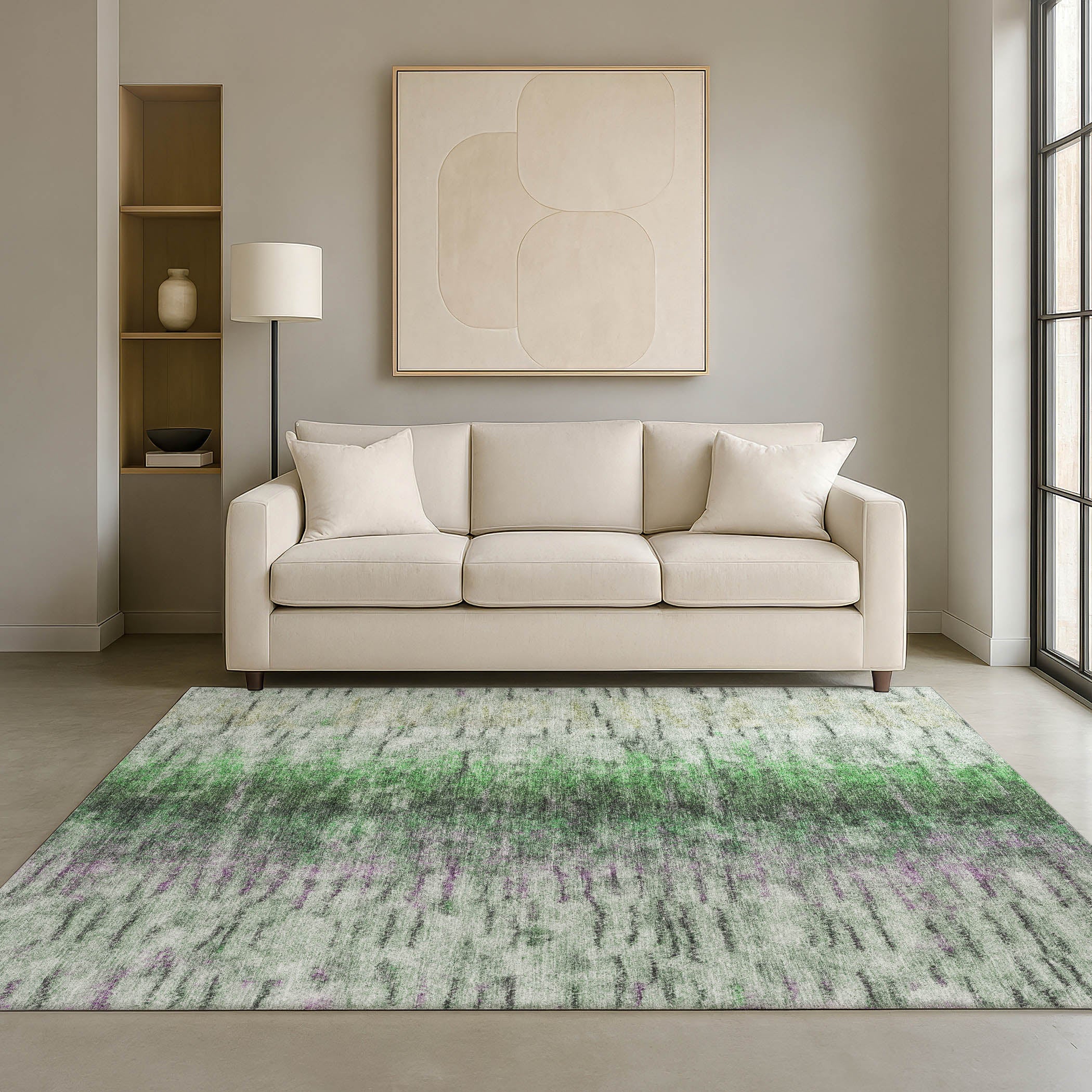 Marrakech Machine Washable Transitional Green Rug 3' x 5' #shape_Rectangle