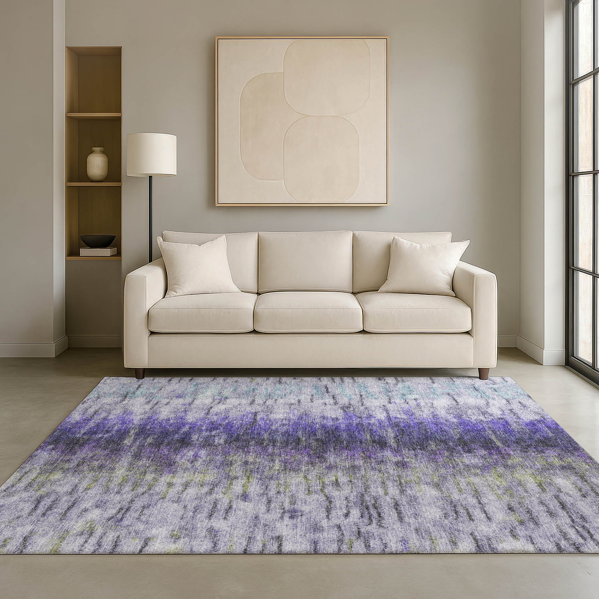Marrakech Machine Washable Transitional Purple Rug 3' x 5' #shape_Rectangle