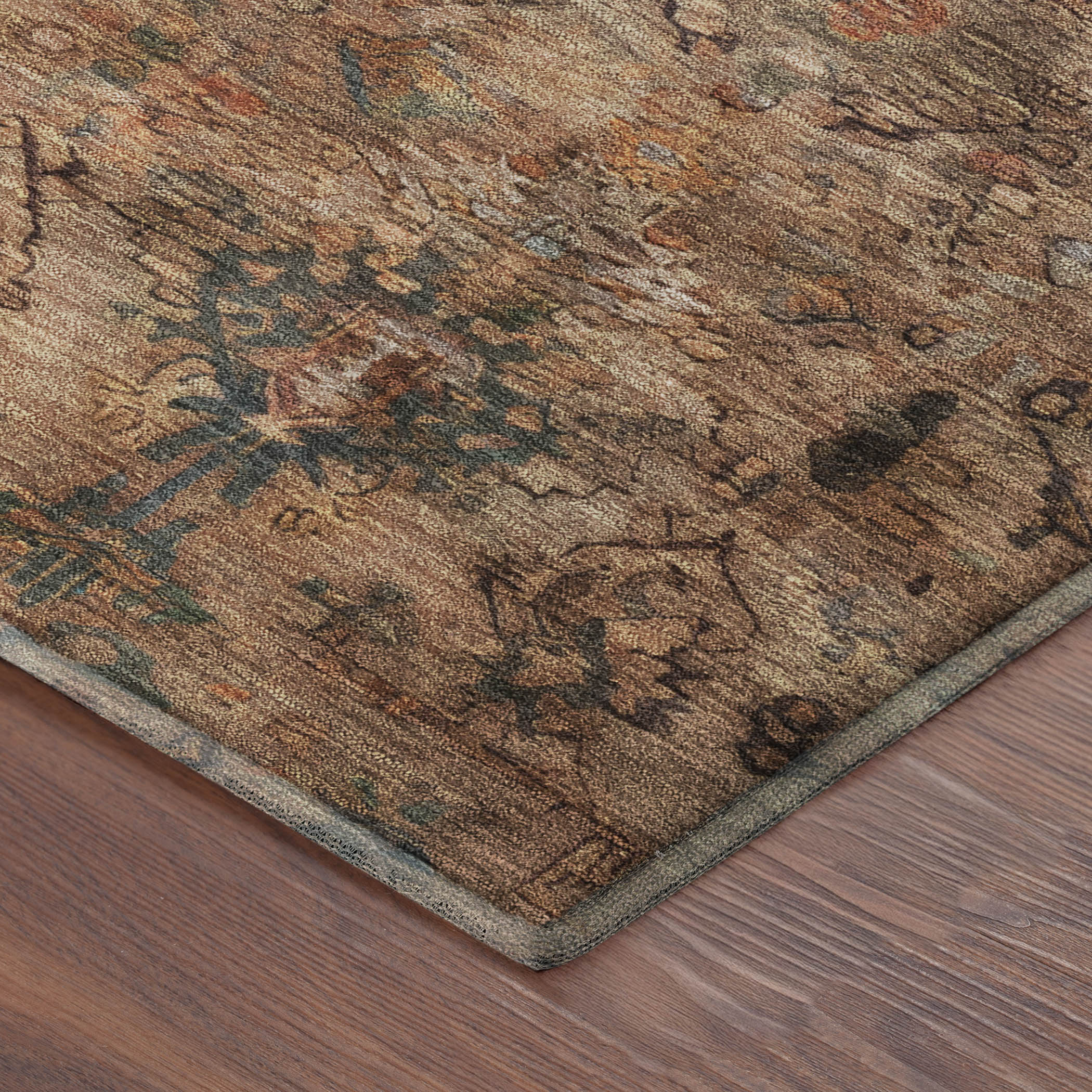 Istanbul Machine Washable Traditional Copper Orange Rug 1'8" x 2'6" #shape_Rectangle