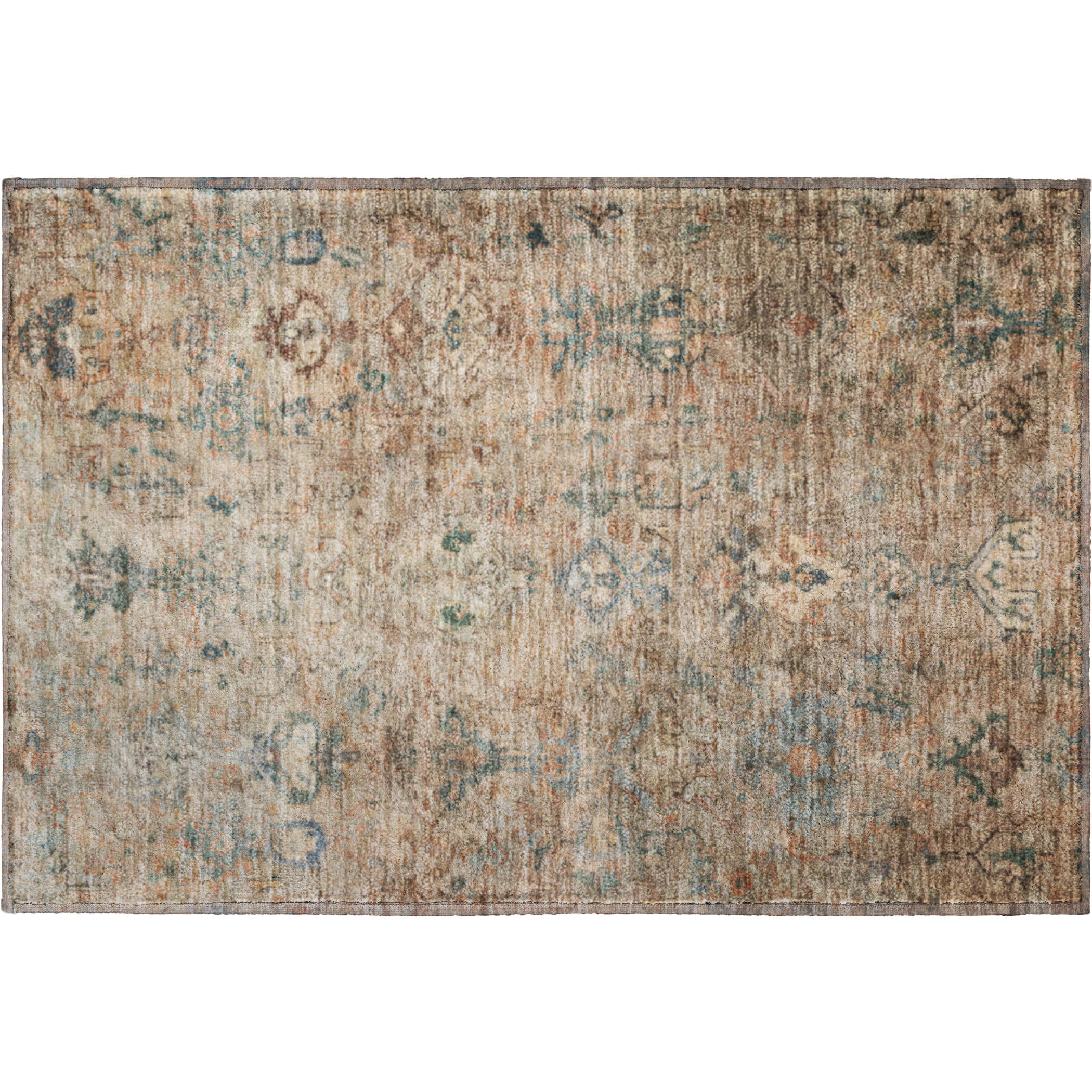 Istanbul Machine Washable Traditional Khaki Brown Rug 1'8" x 2'6" #shape_Rectangle