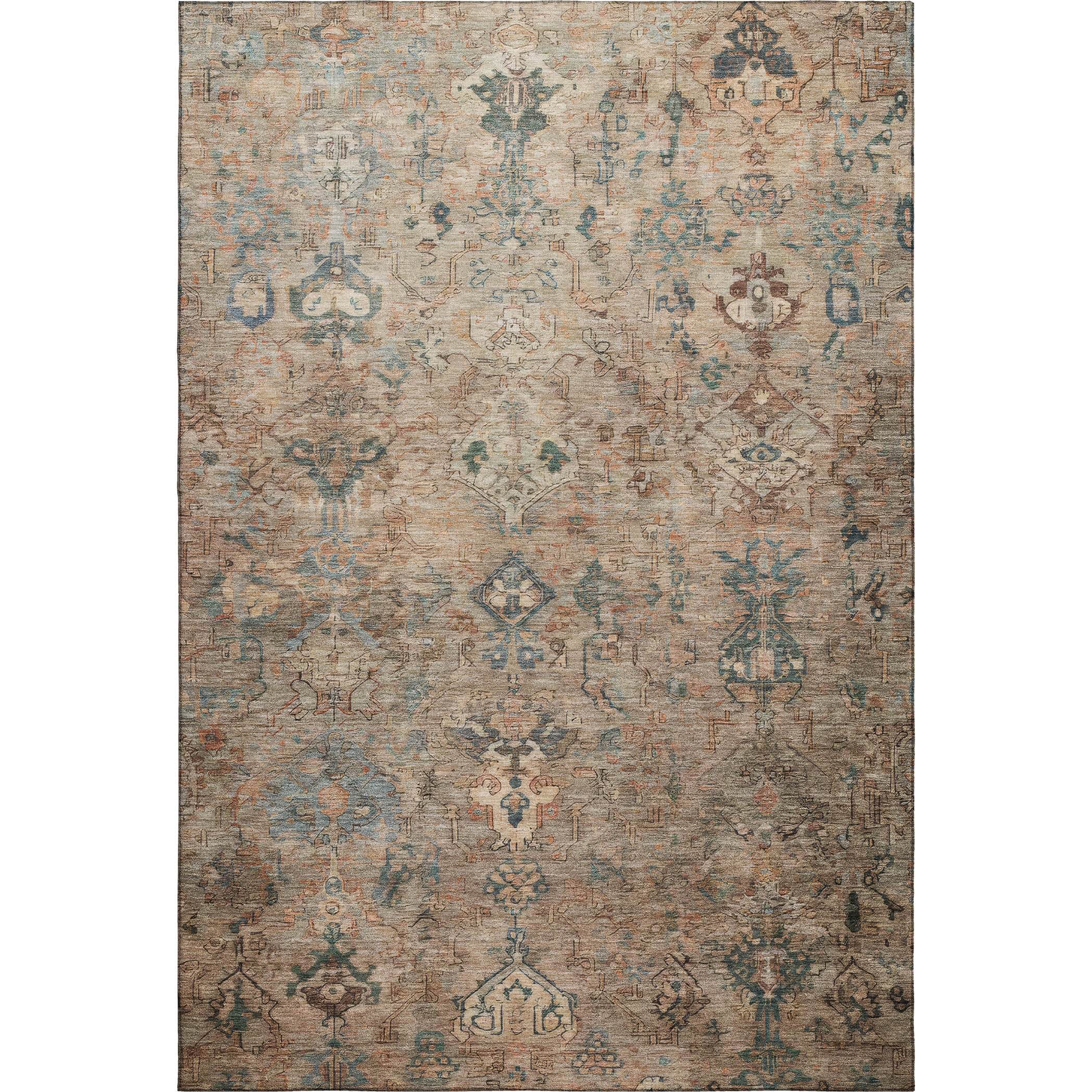 Istanbul Machine Washable Traditional Khaki Brown Rug 3' x 5' #shape_Rectangle