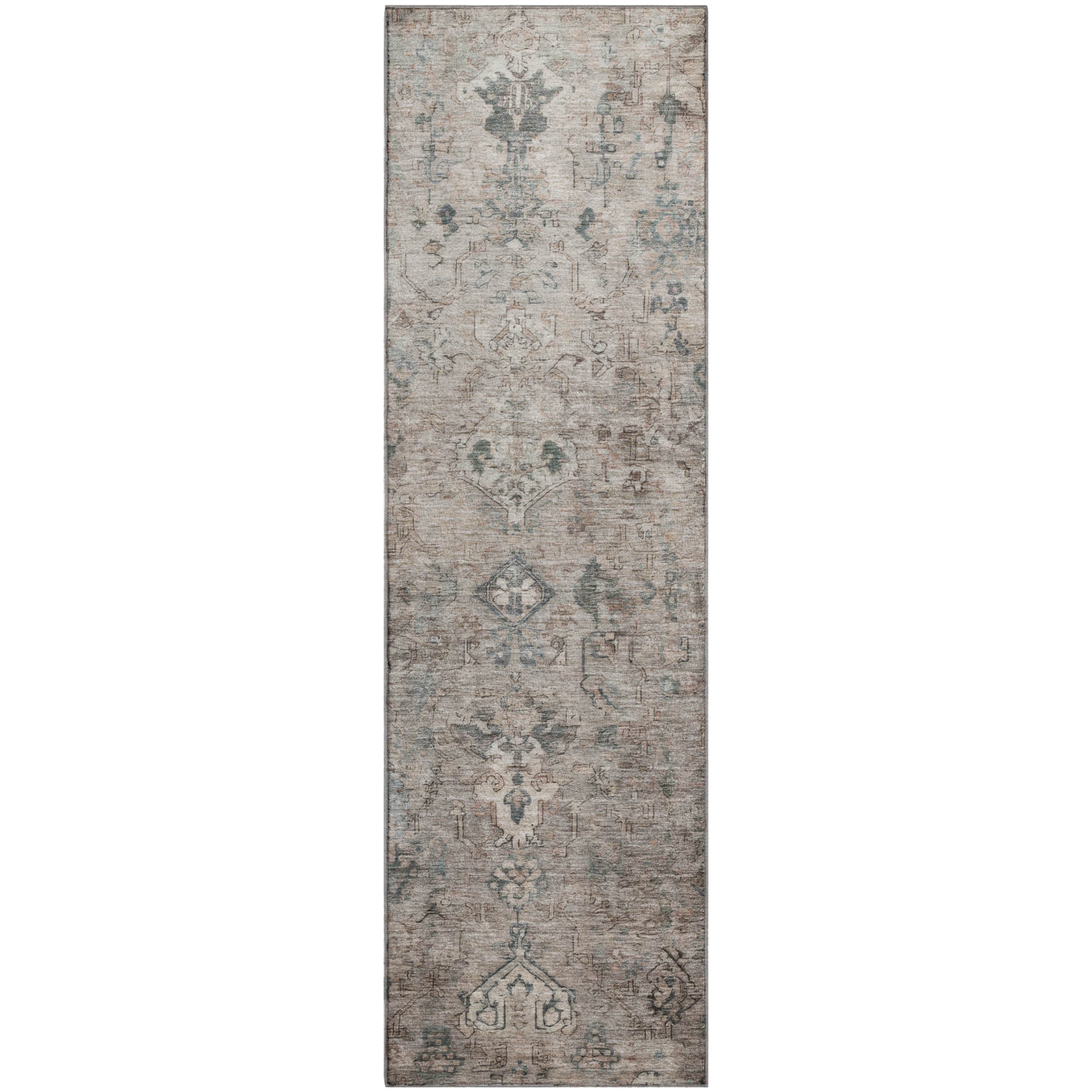 Istanbul Machine Washable Traditional Taupe Brown Rug 2'3" x 7'6" #shape_Runner