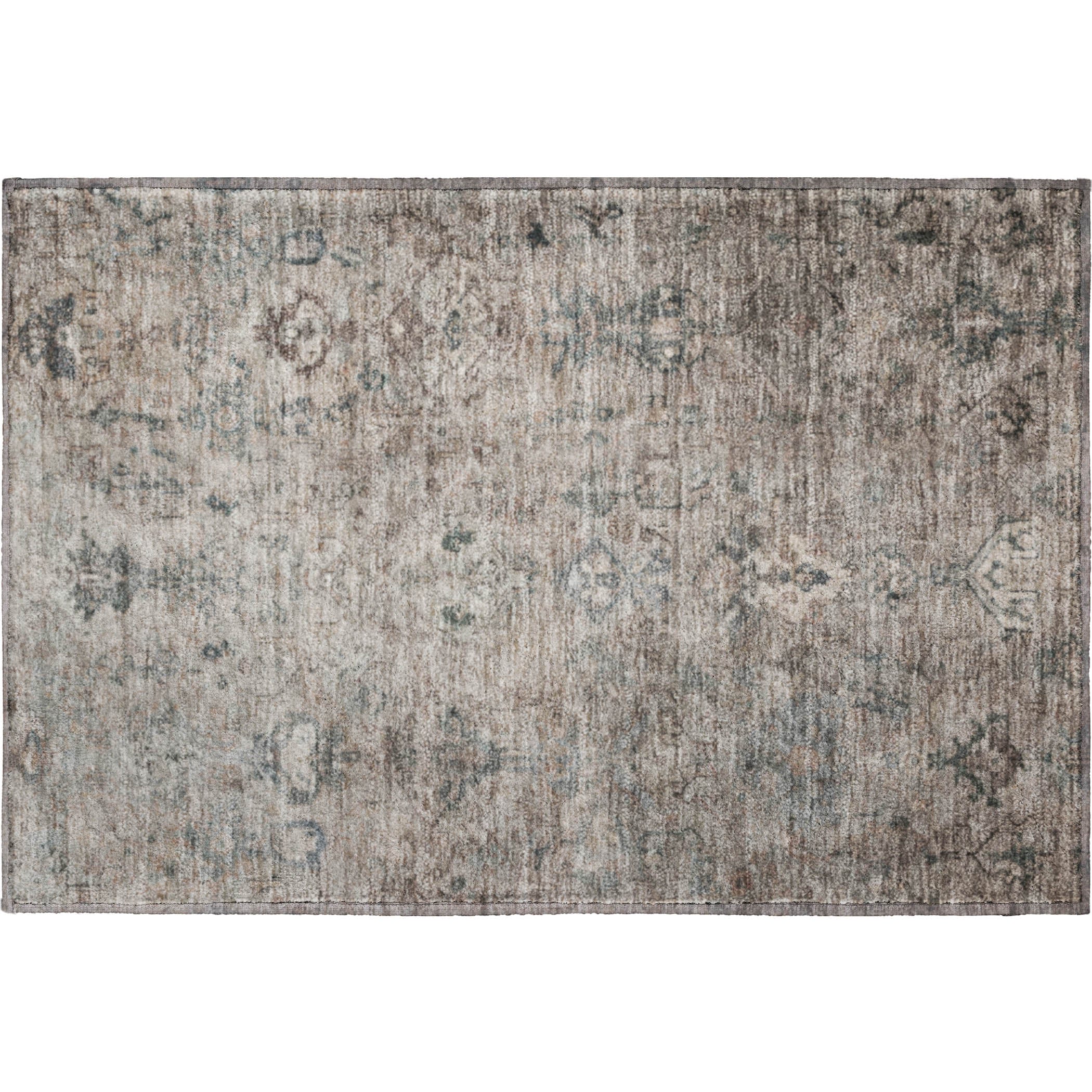 Istanbul Machine Washable Traditional Taupe Brown Rug 1'8" x 2'6" #shape_Rectangle
