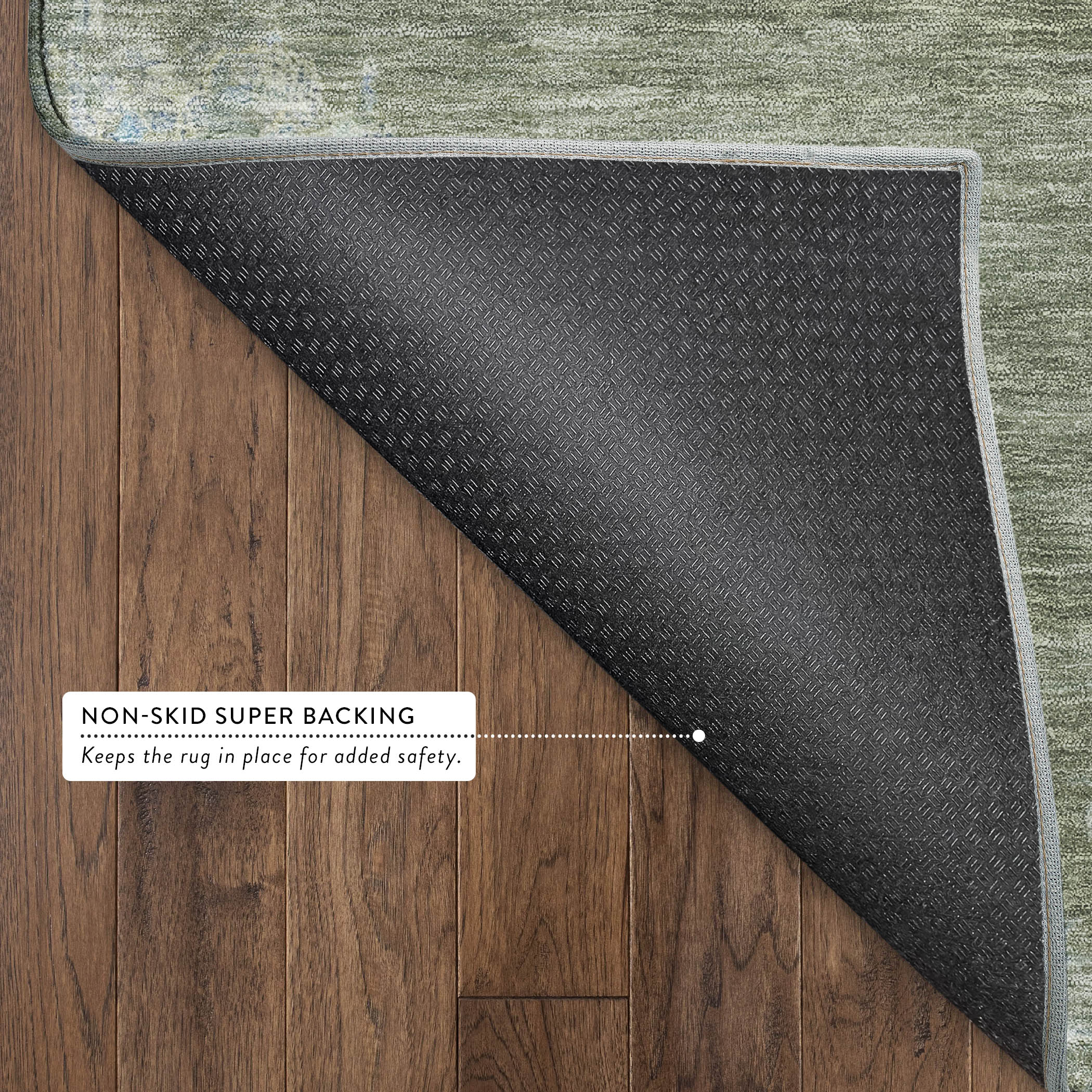 Kotor Machine Washable Traditional Basil Green Rug 1'8" x 2'6" #shape_Rectangle