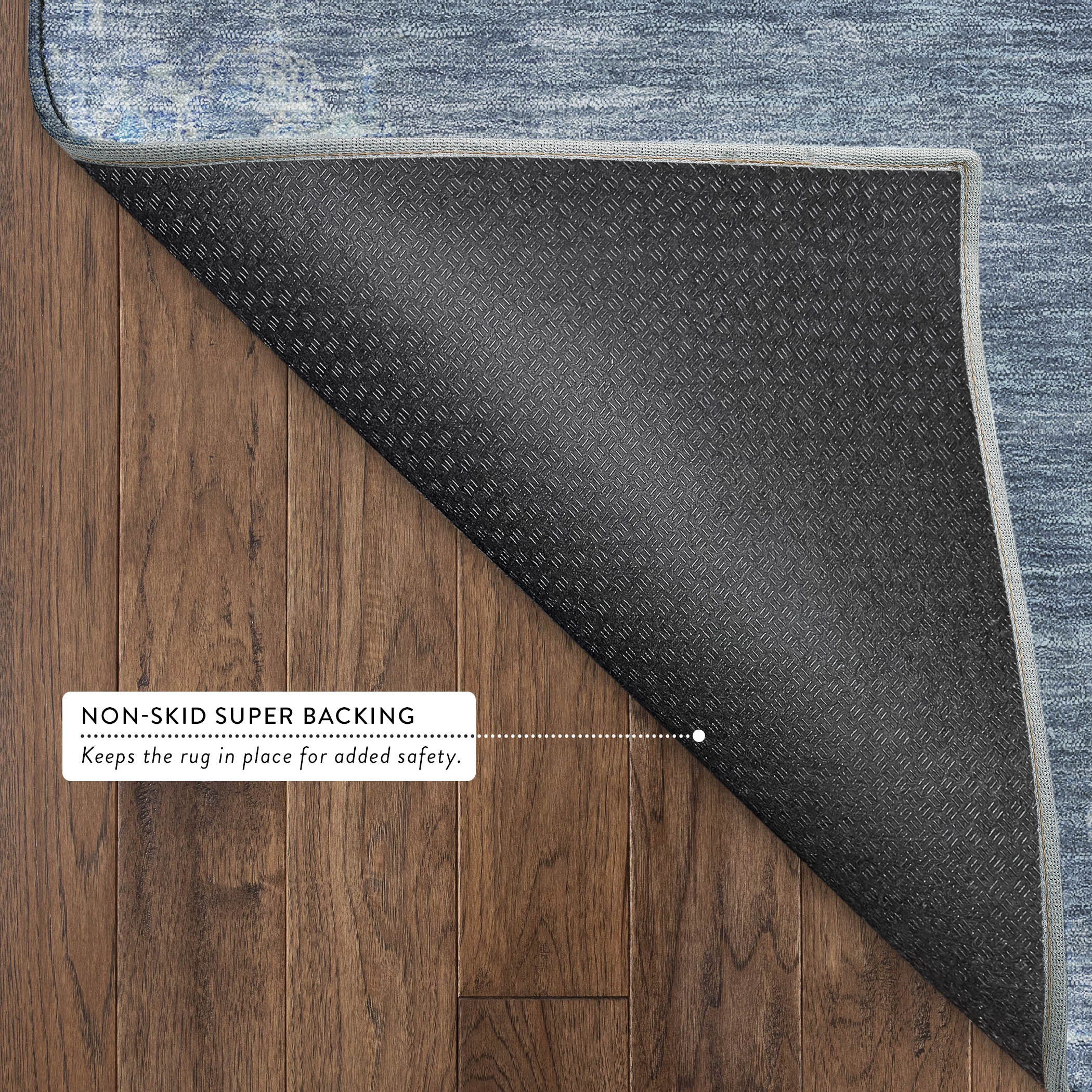 Kotor Machine Washable Traditional Blue Rug 1'8" x 2'6" #shape_Rectangle