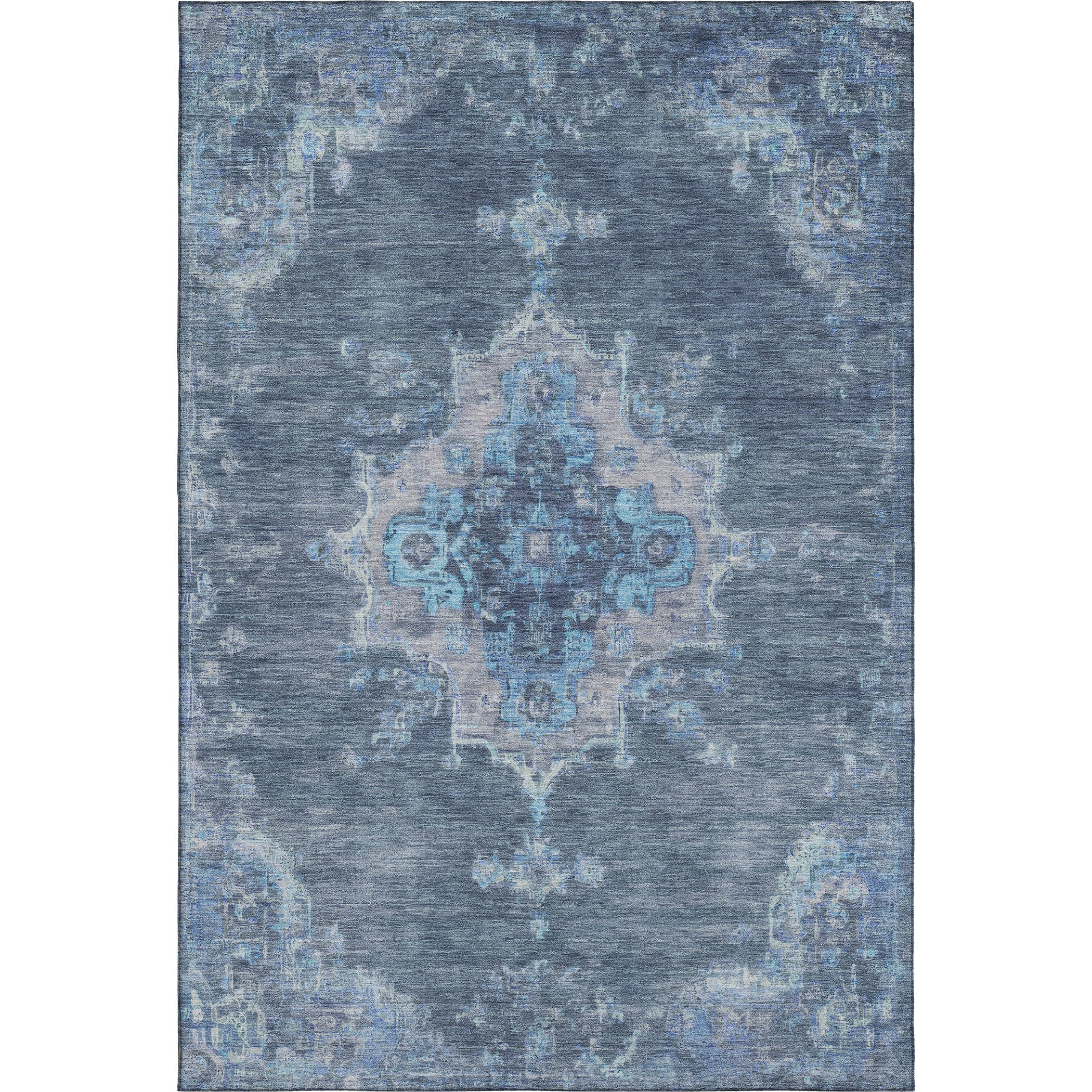 Kotor Machine Washable Traditional Blue Rug 3' x 5' #shape_Rectangle