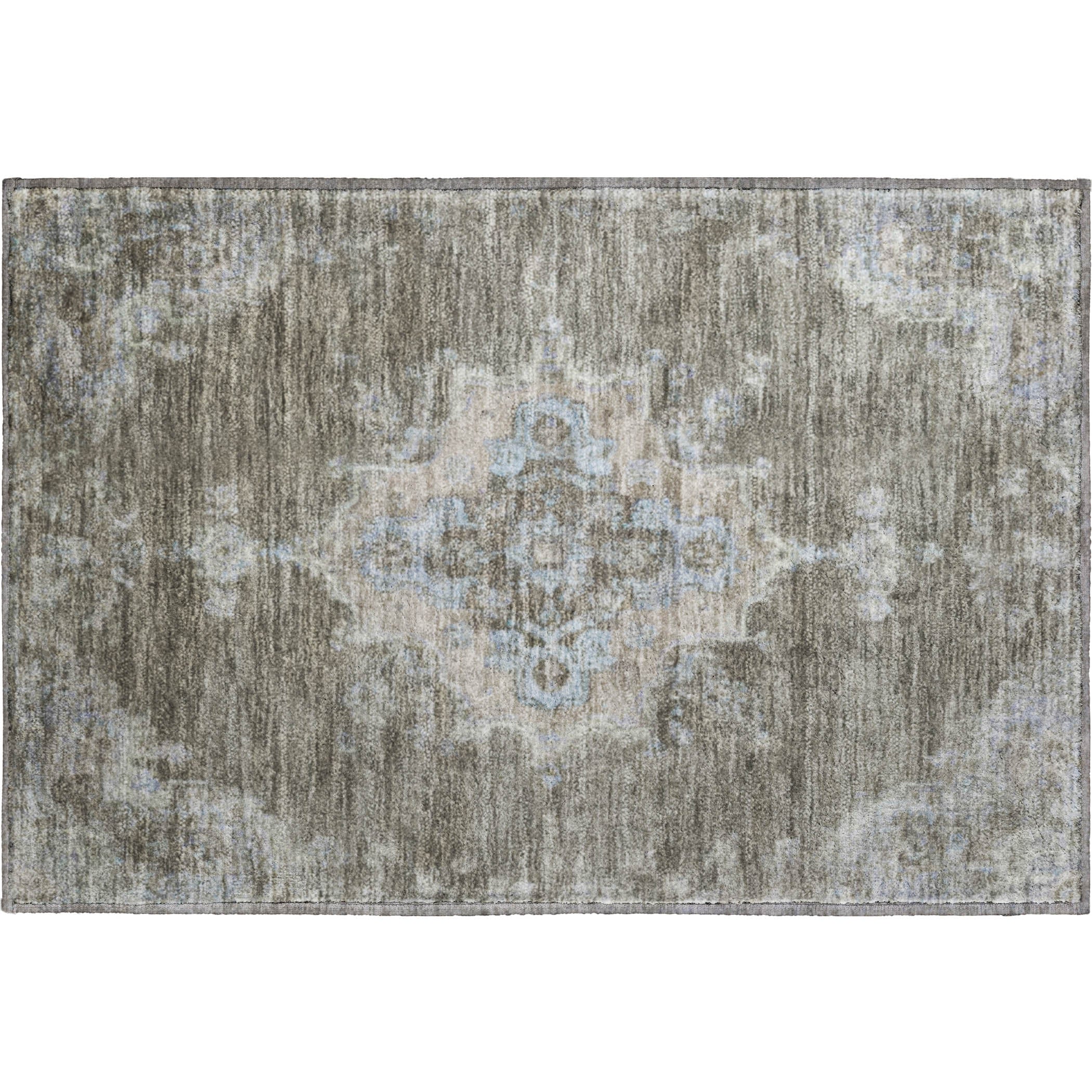 Kotor Machine Washable Traditional Brown Rug 1'8" x 2'6" #shape_Rectangle