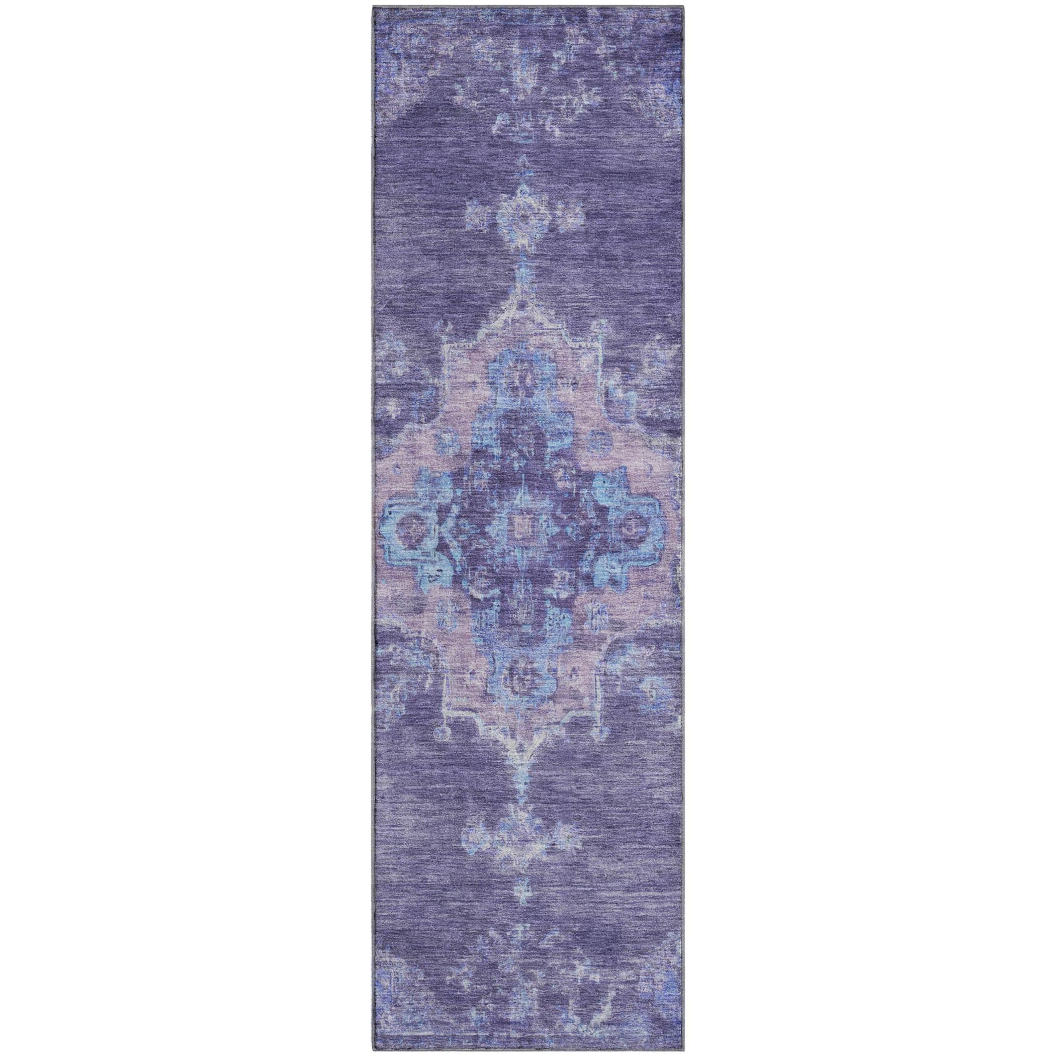 Kotor Machine Washable Traditional Purple Rug 2'3" x 7'6" #shape_Runner