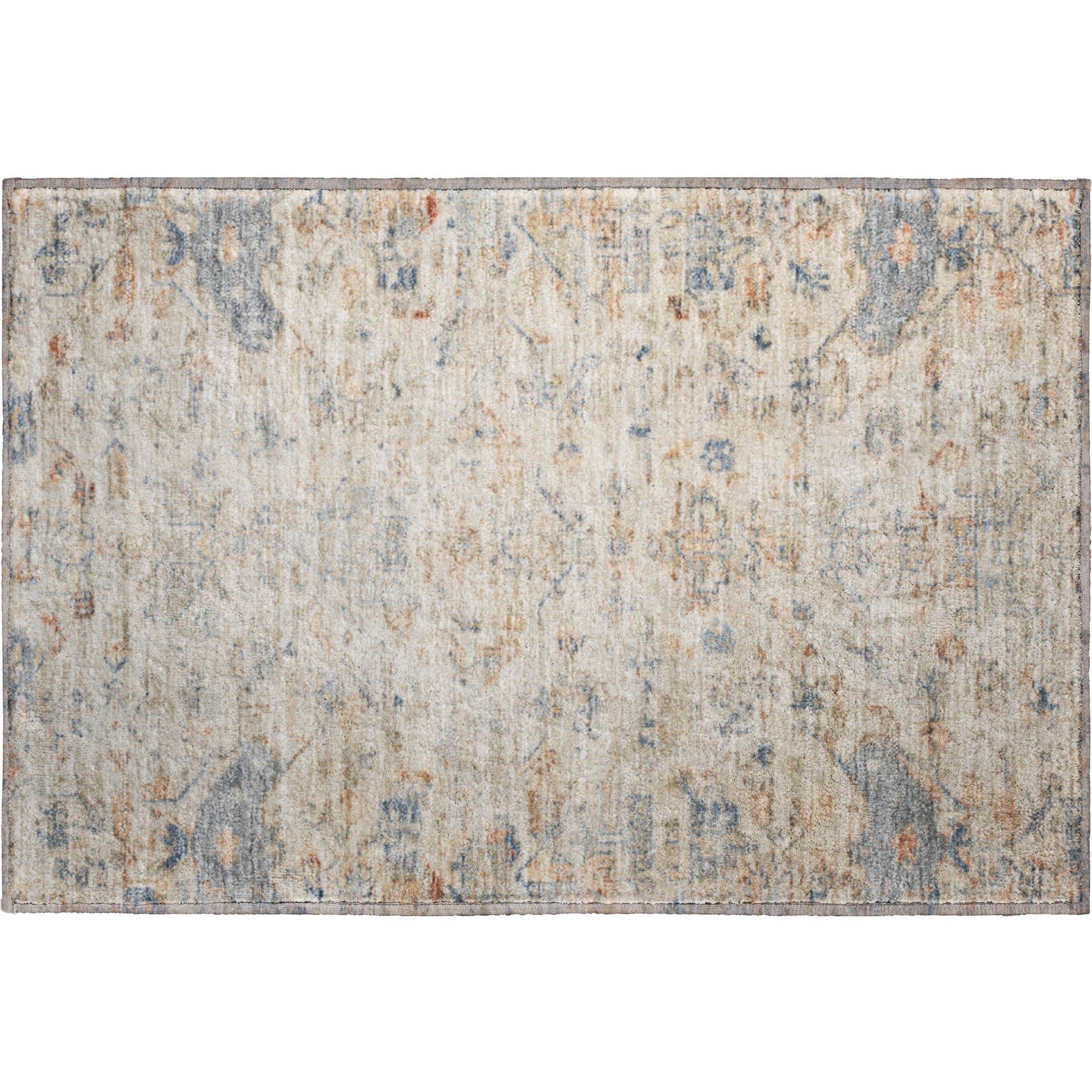 Oaxaca Machine Washable Traditional Beige Brown Rug 1'8" x 2'6" #shape_Rectangle