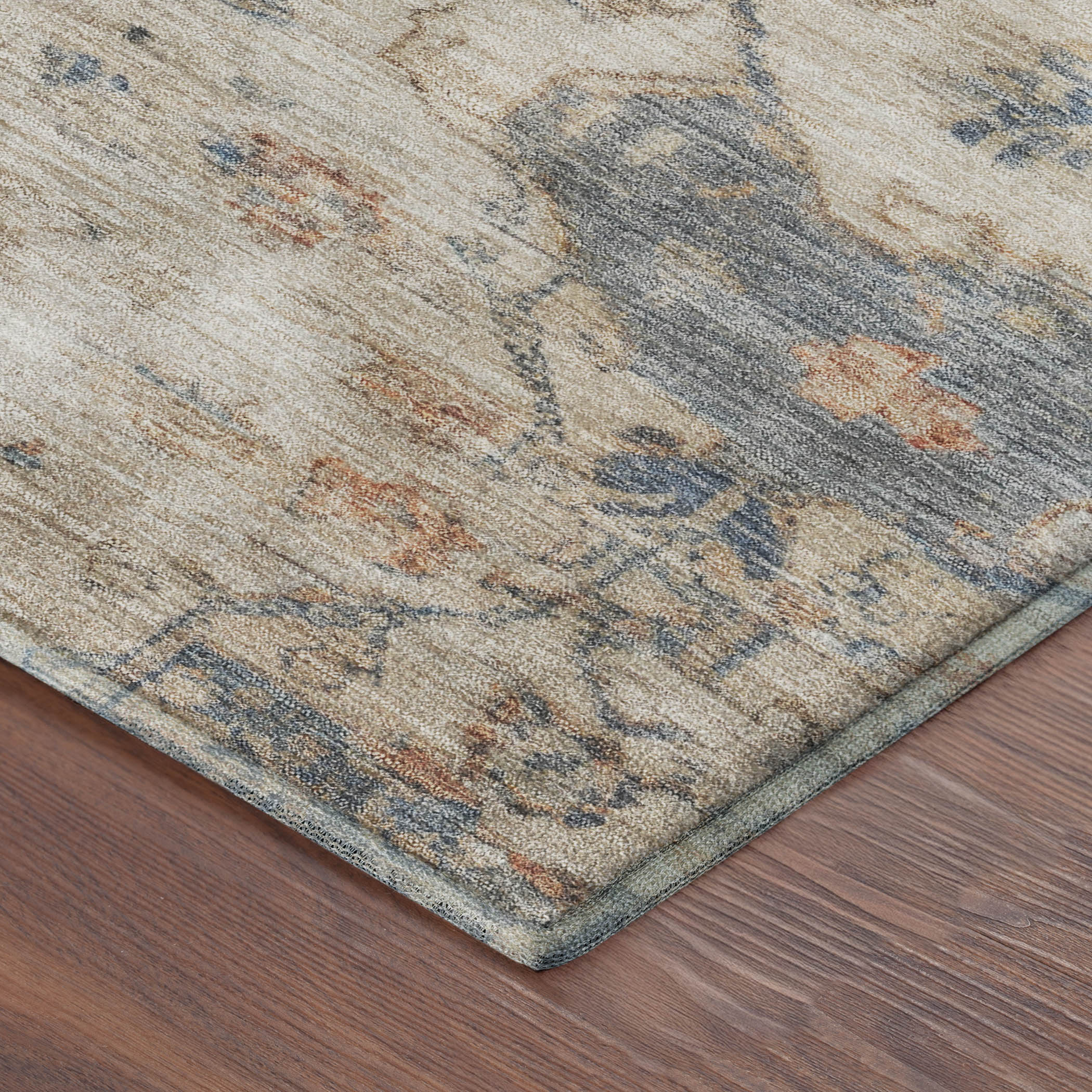 Oaxaca Machine Washable Traditional Beige Brown Rug 1'8" x 2'6" #shape_Rectangle